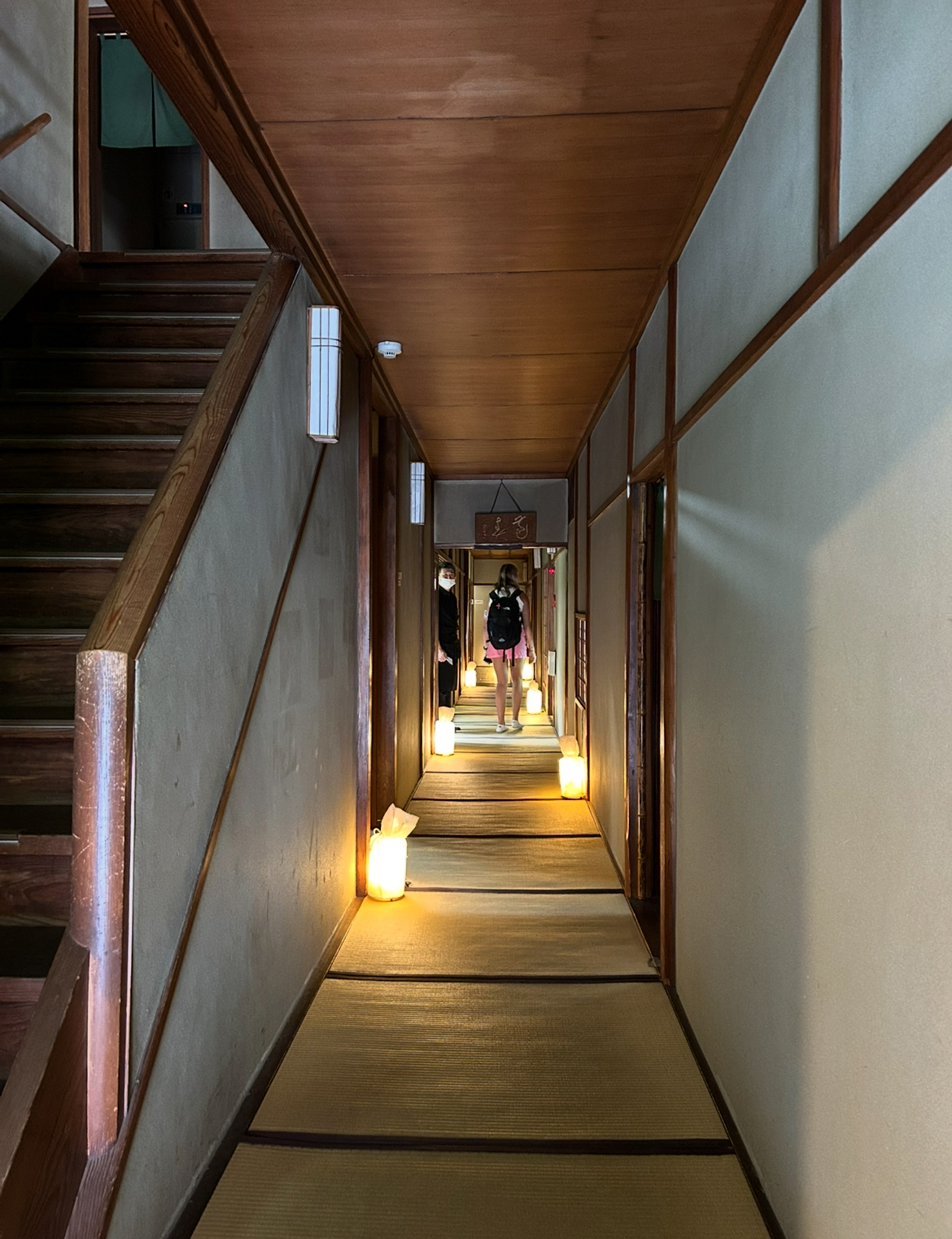 Tatami mat hallway at Gion Komori.