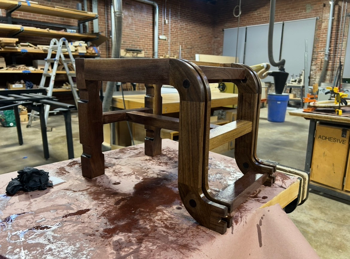 Image 51 | Applying the Danish Oil Finish to the Footstool Assembly Using an Old Cotton T-shirt