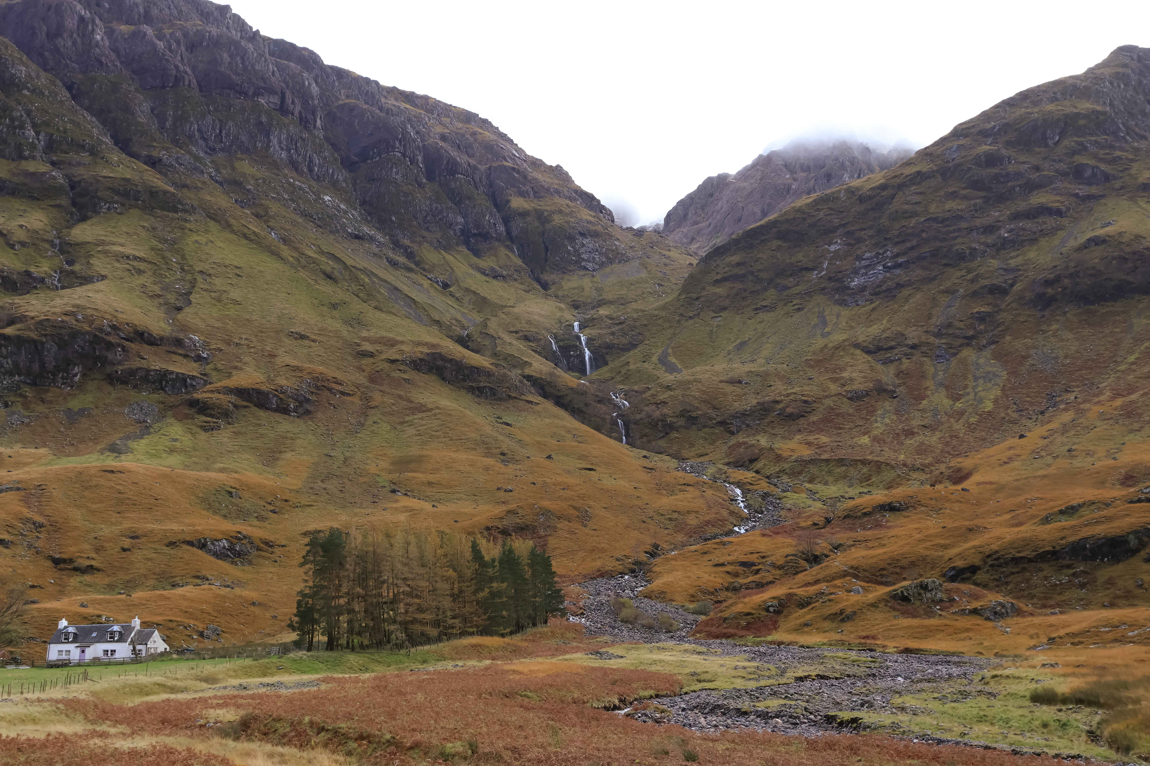 The meeting of the three waters, glencoe waterfall, scotland