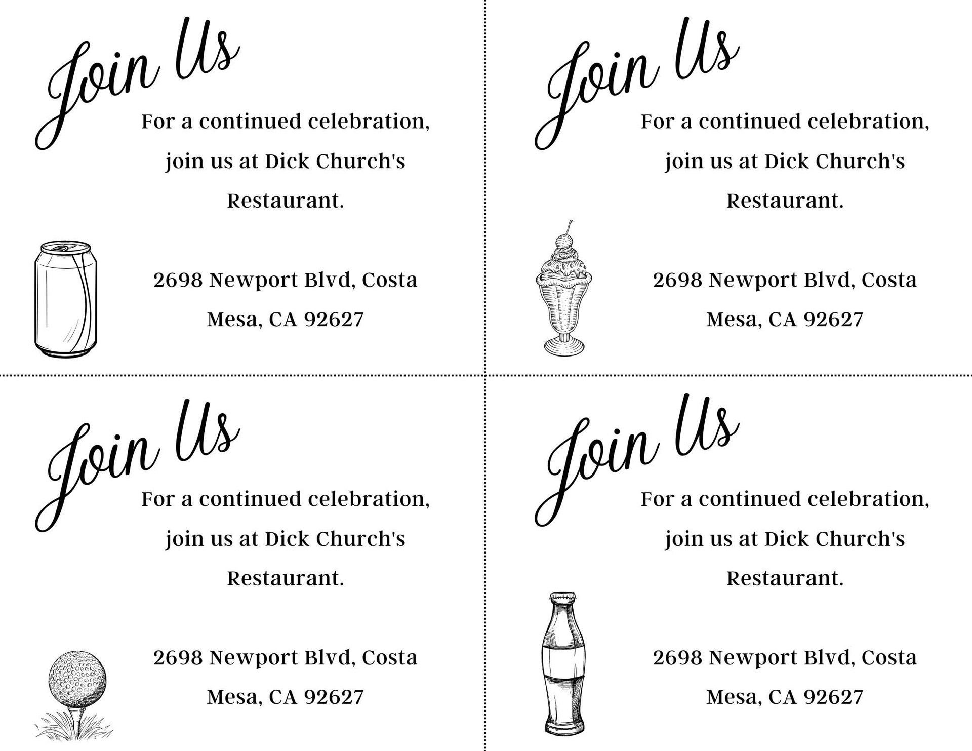 Event handout with perforation lines