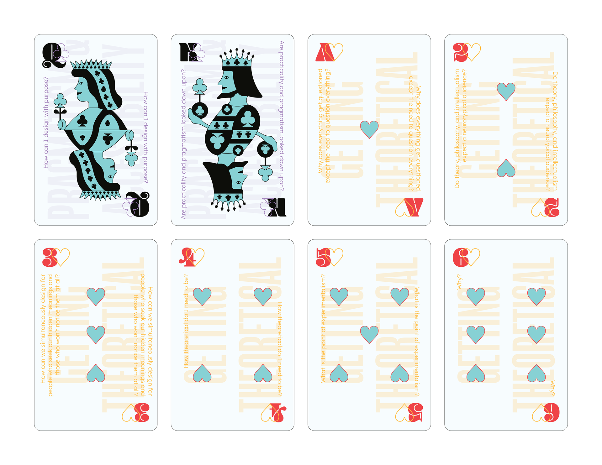Fronts of the cards.