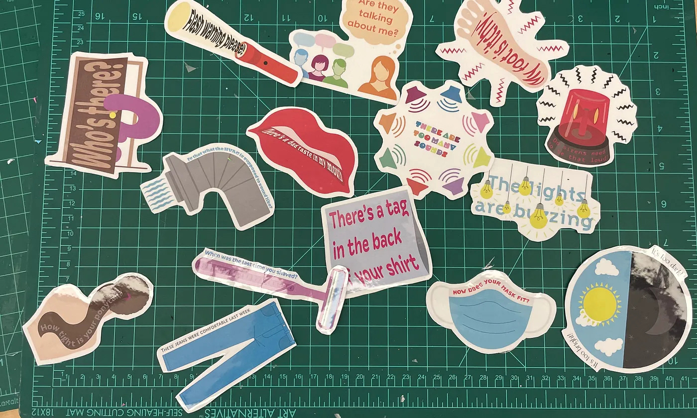 My original stickers that ended up as the focal point of my Hypersensitivity book.