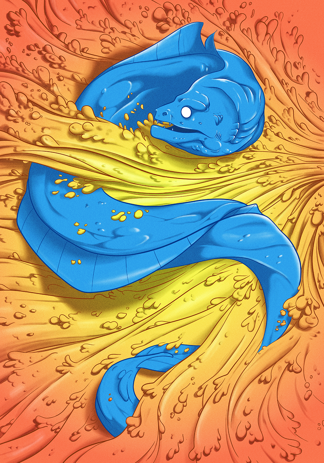 illustration murène bleue bas relief