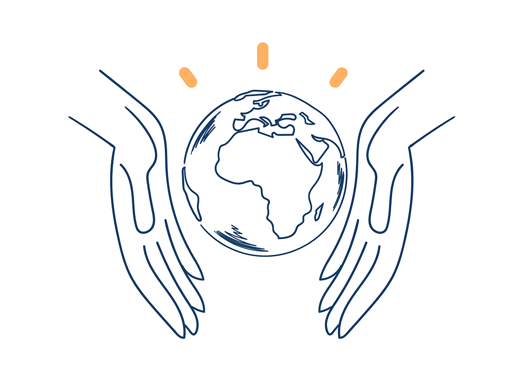 dessin de mains entourant la planète terre