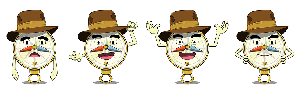 personnage anthropomorphique boussole aventurier