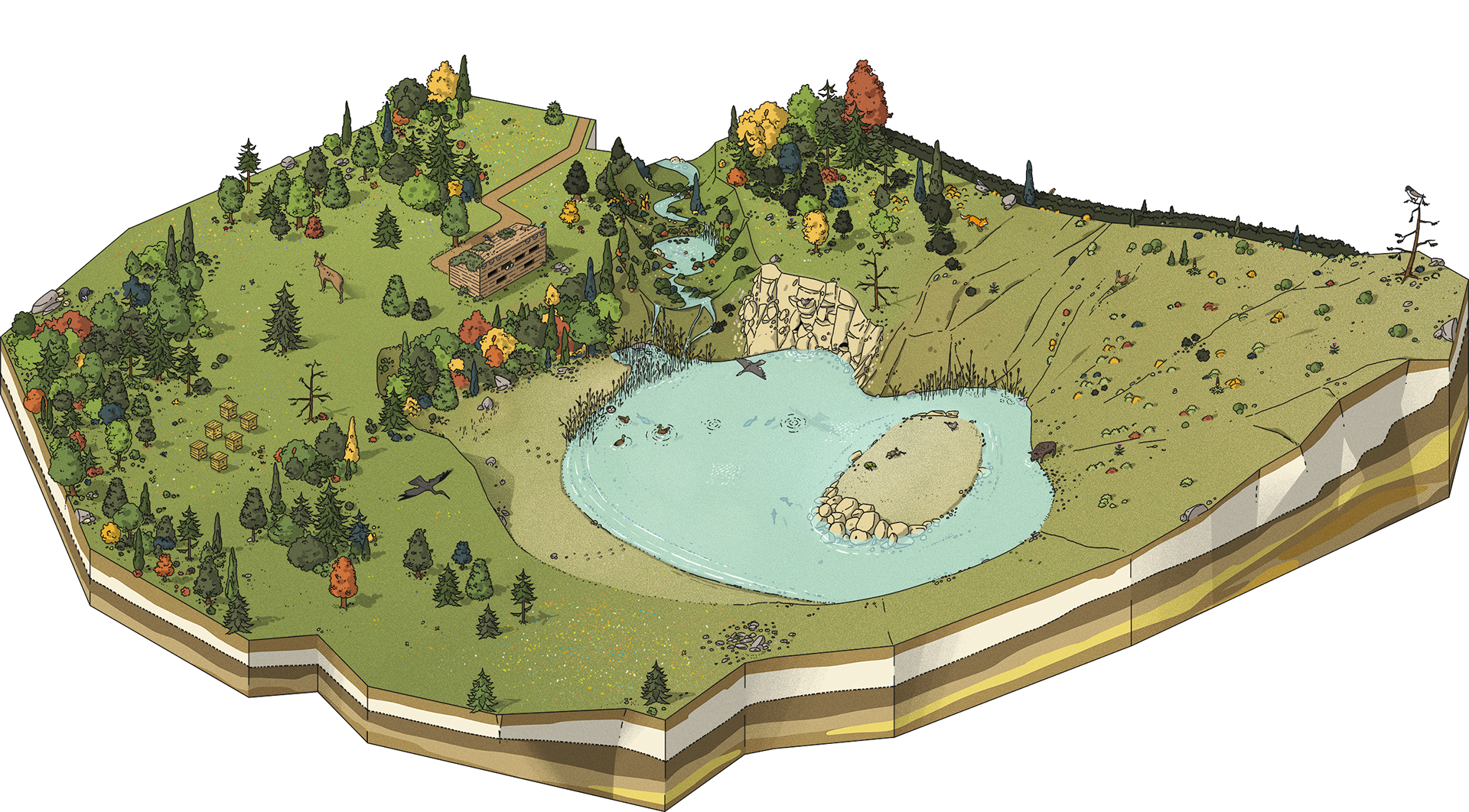 illustration isométrique d'un paysage de campagne