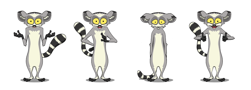 personnage cartoon lémurien 