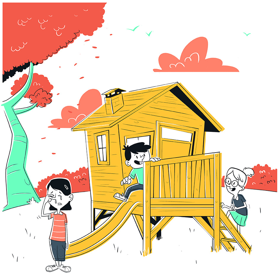 dessin d'une petite fille souffrant d'allergie