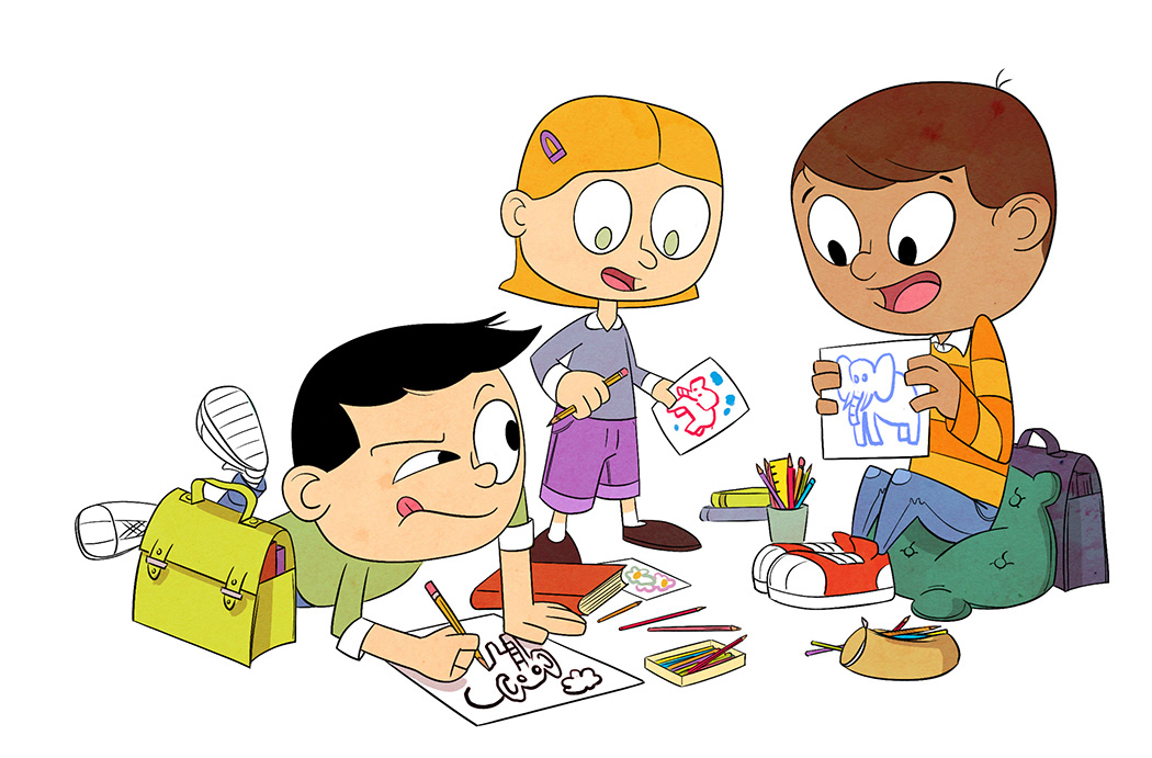 dessin d'un enfant essayant de recopier un dessin d'éléphant