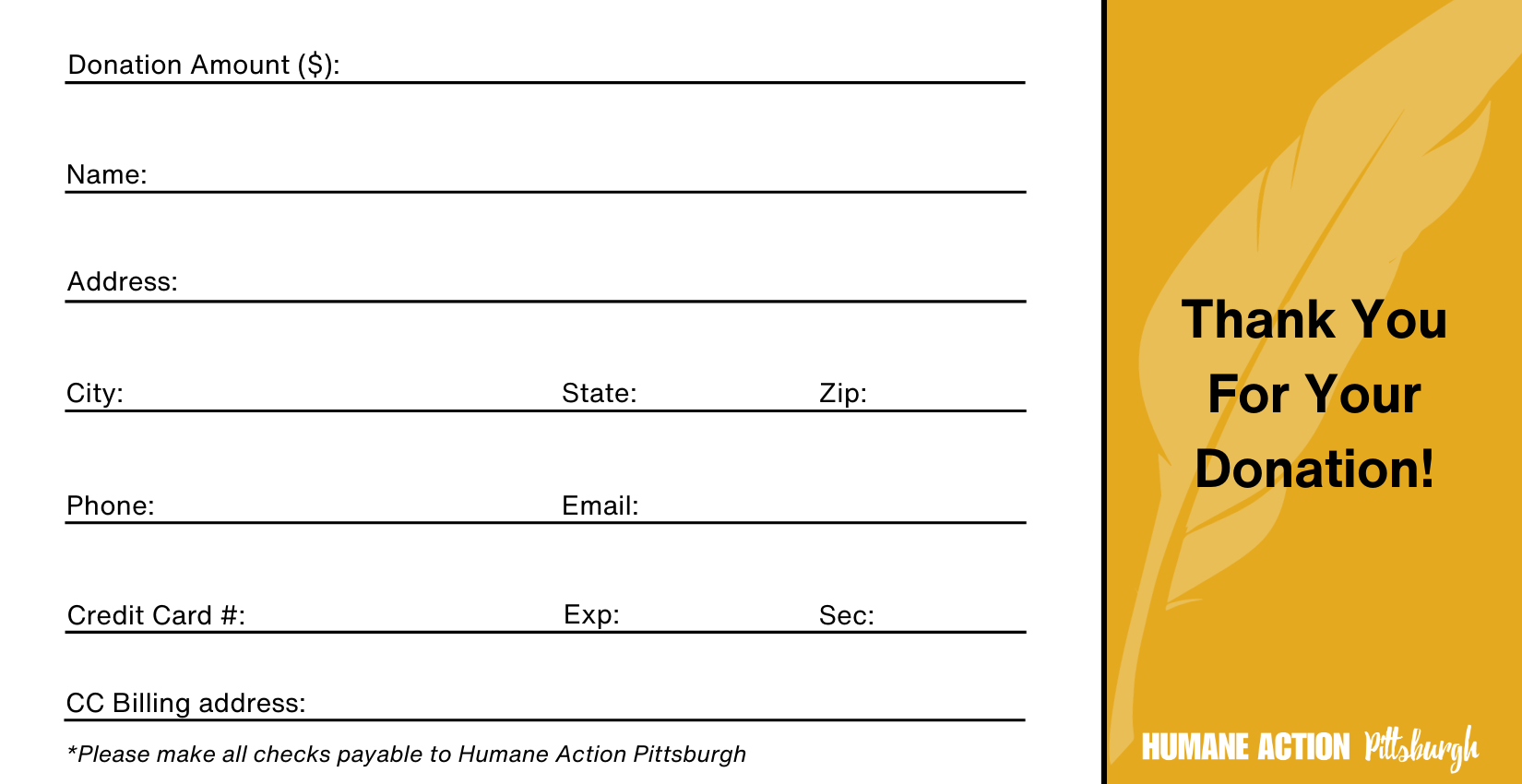 HAP Donation Pledge Card