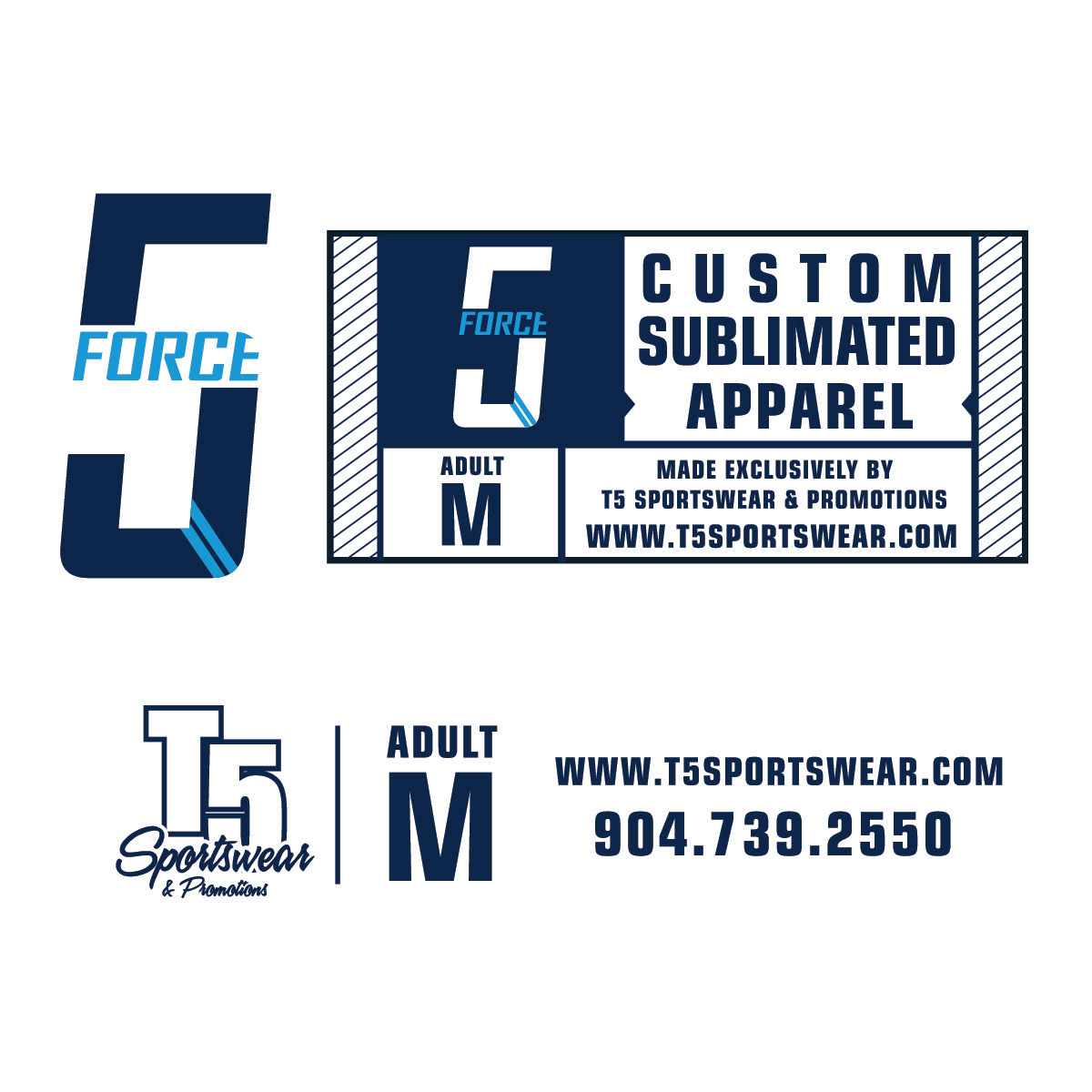 Force 5 Sublimation // Sublimated Apparel Line Logos, Clothing Tags + Branding Identity // Jacksonville, FL // C. 2021
