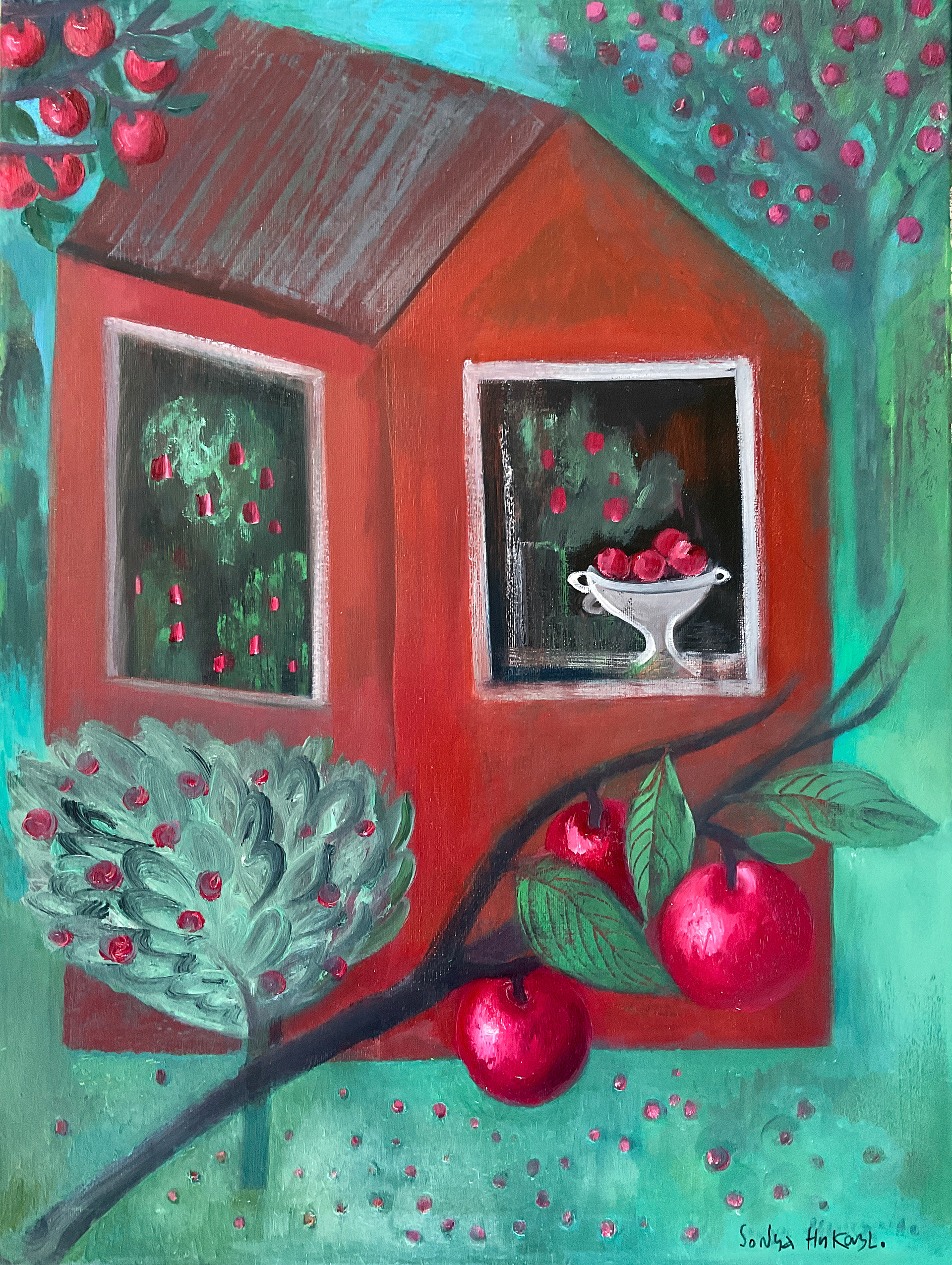 APPLE HOUSE. Oil on canvas, 60 × 45 cm, 2026