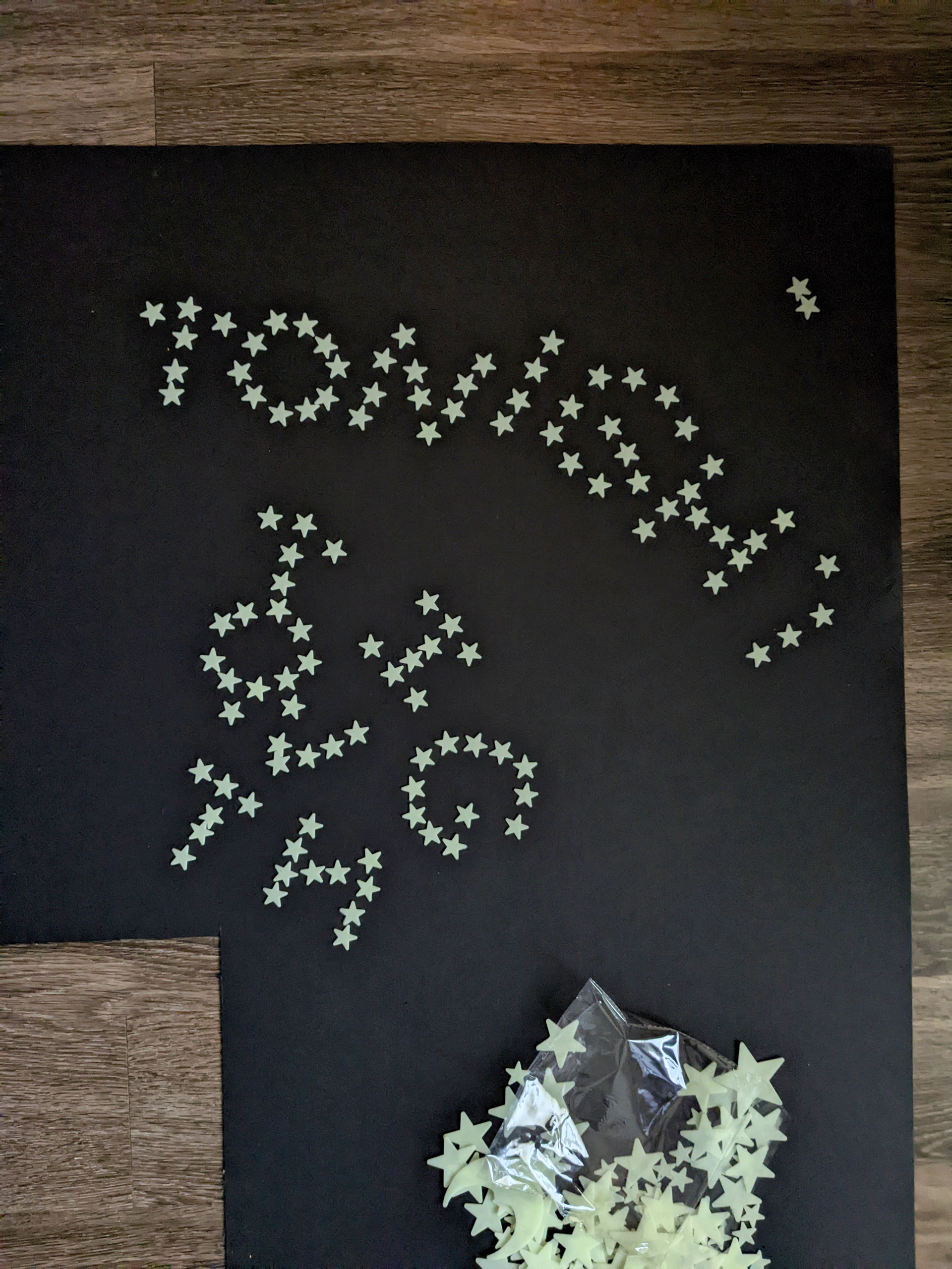 experimented with glow in the dark stars