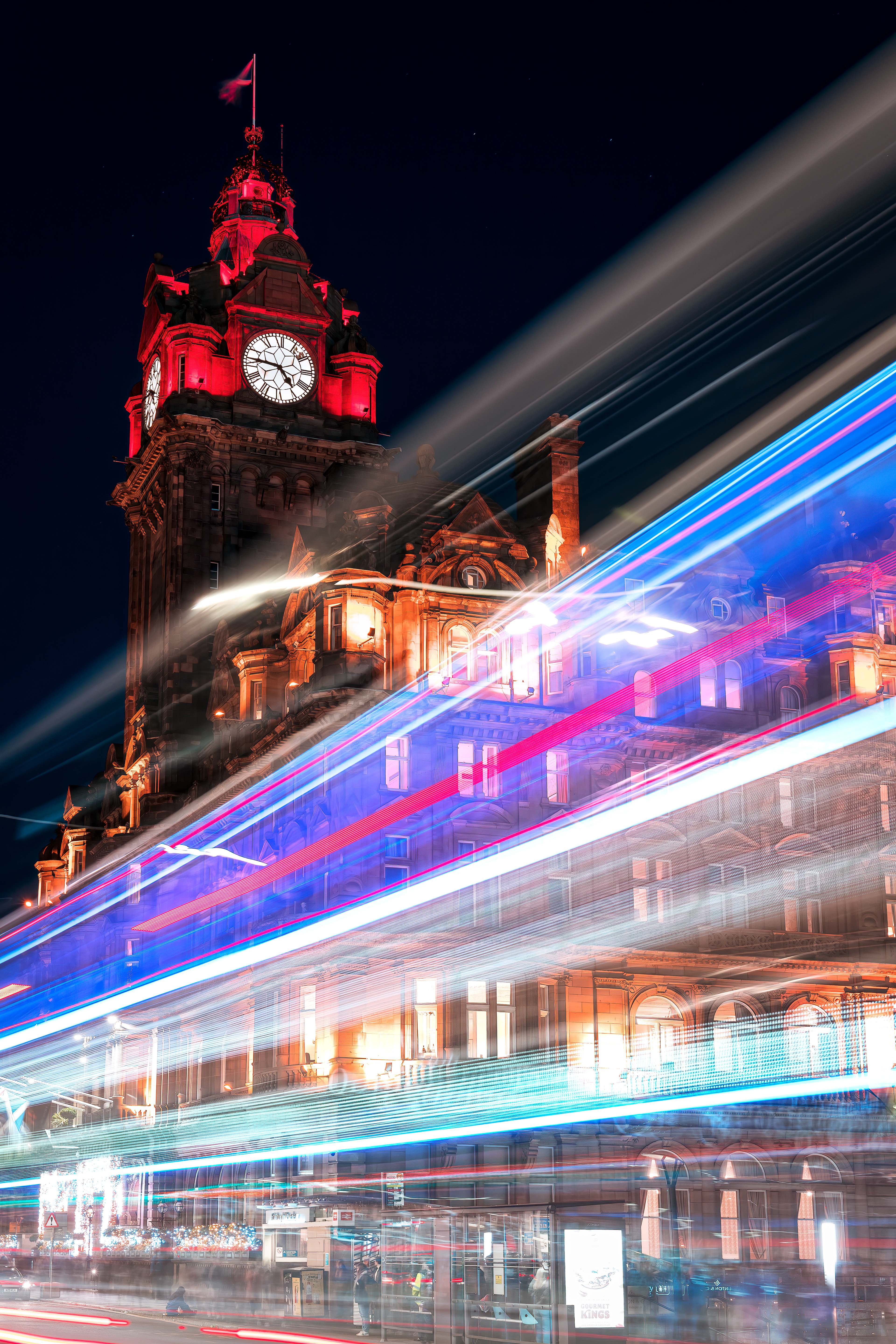 Bus Light Trails, Balmoral Hotel, Edinburgh