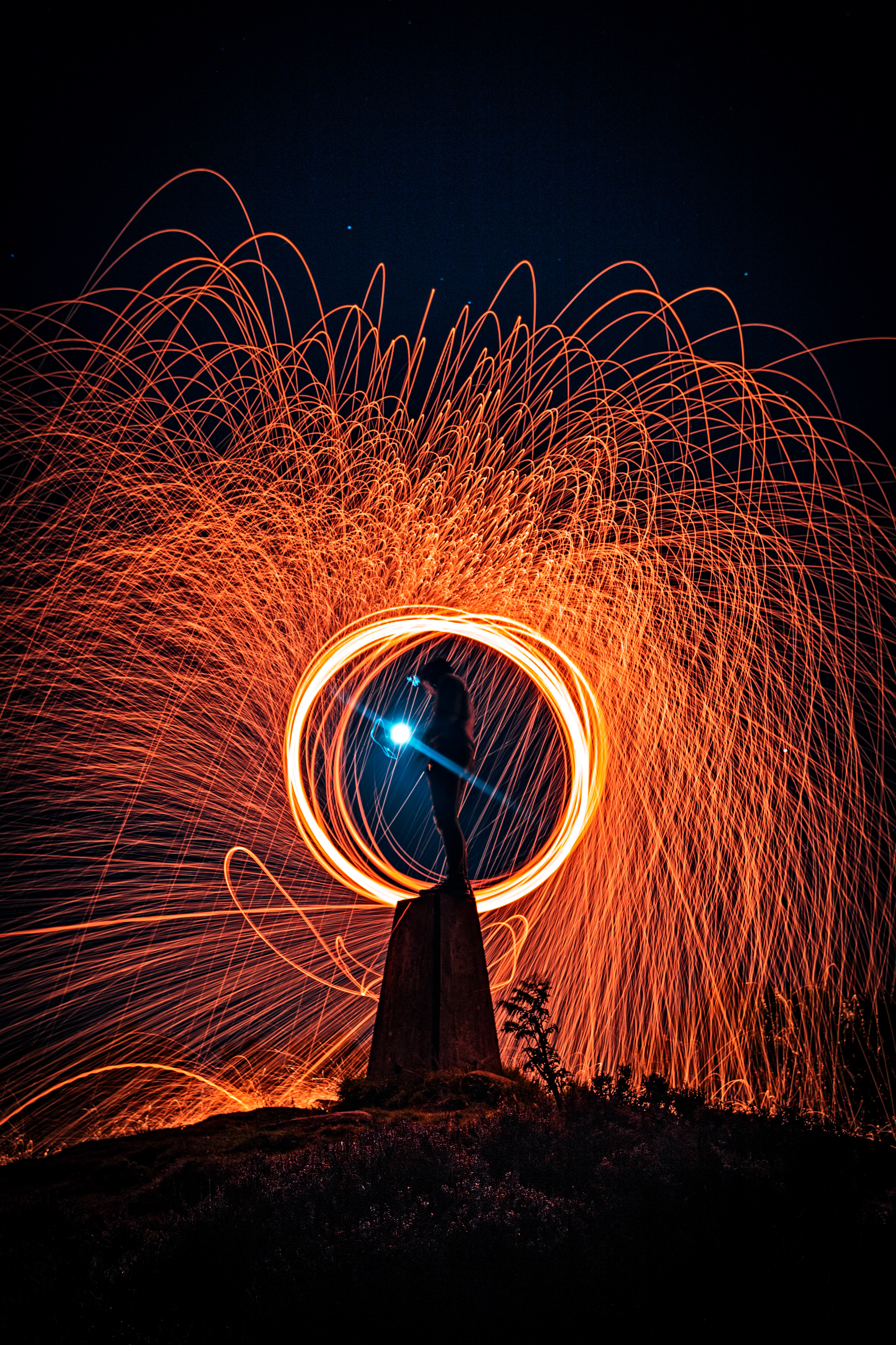 Wire Wool spinning atop Carrot Hill, Angus