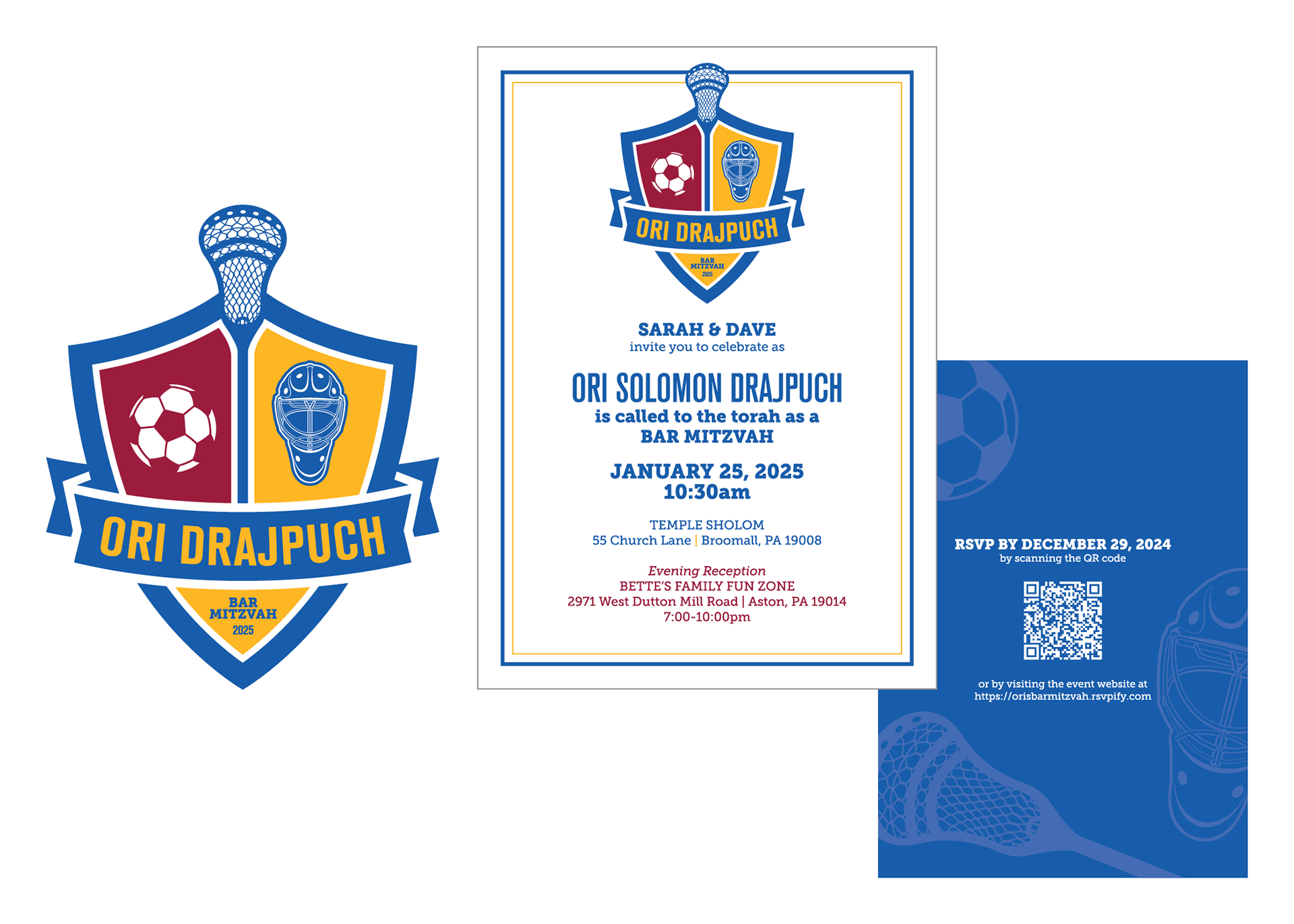 Drajpuch: Bar Mitzvah Logo and Panel Card Invitation