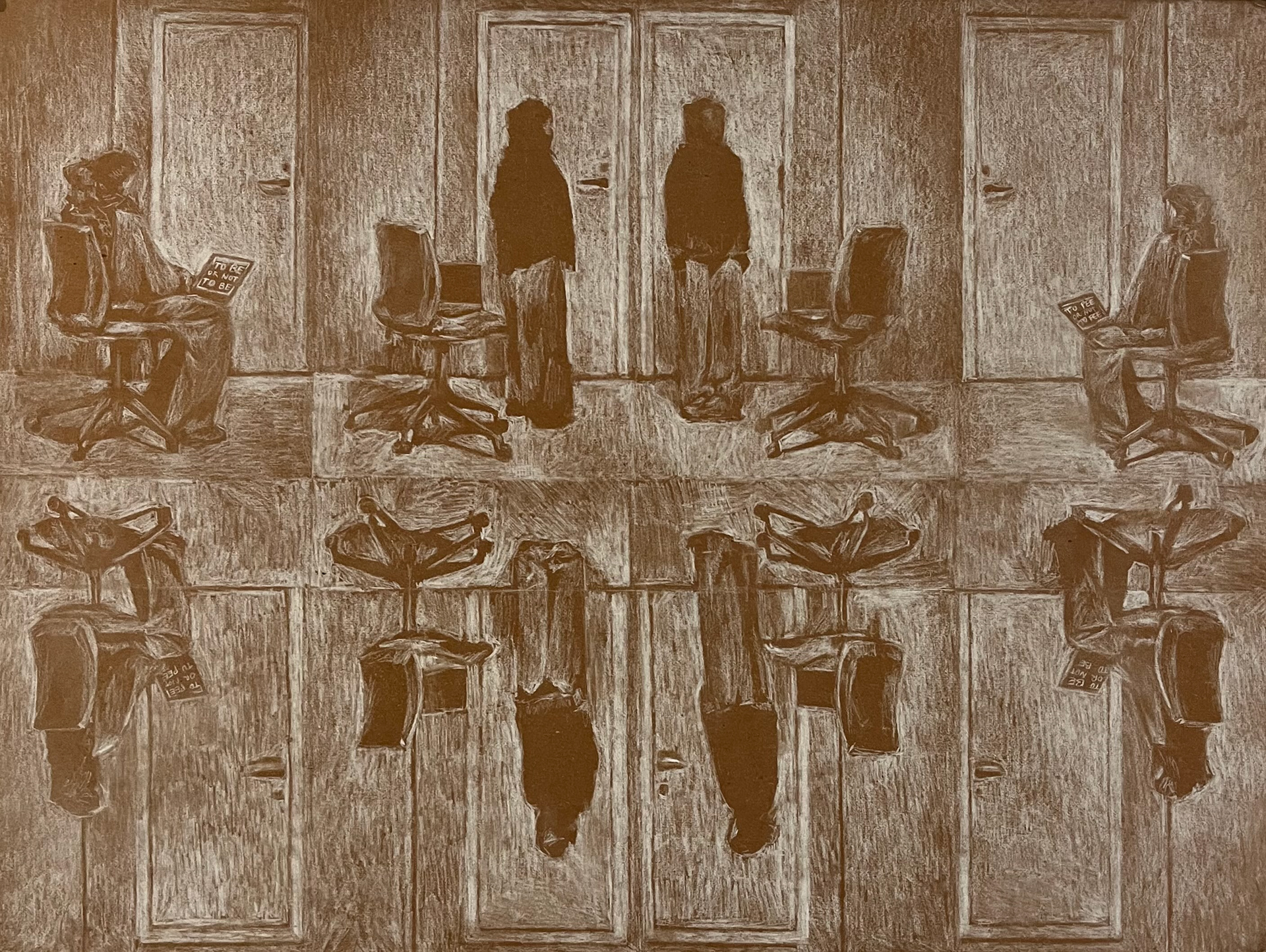 To Be Or Not To Pee, 2024, Destiny Turner, Colored Pencil on Cardboard, 18in x 24in