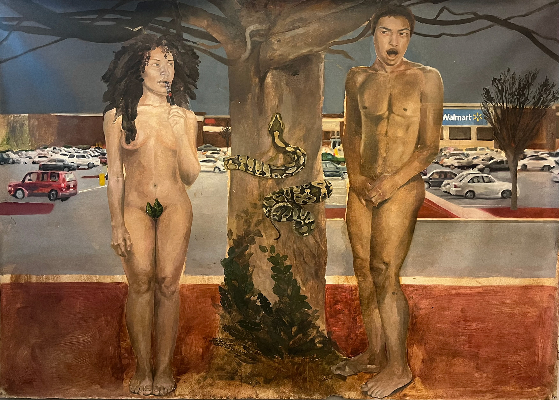 The Fall of Man in a Walmart Parking Lot, 2024, Destiny Turner, Oil on Canvas, 6ft x 4t