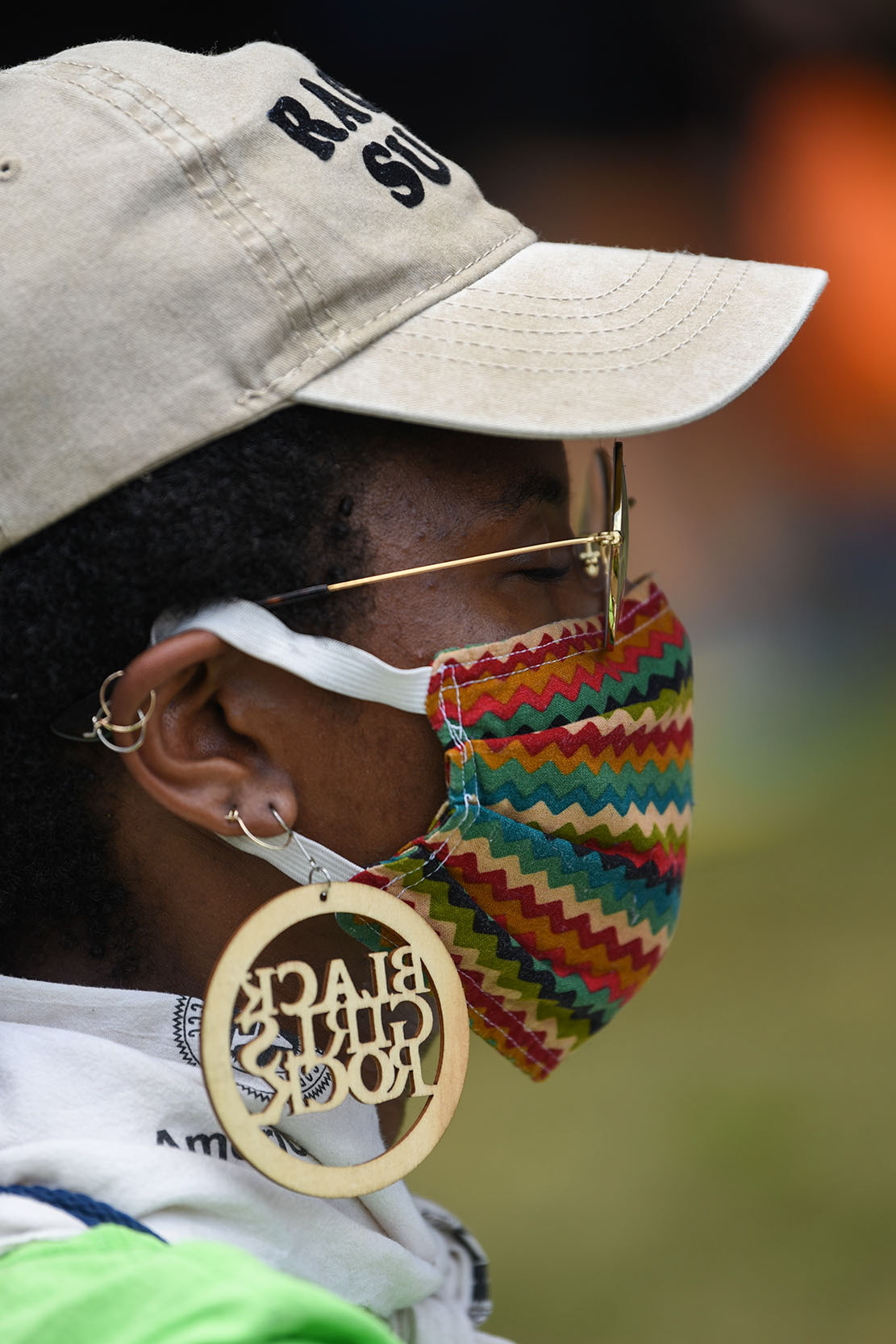 Ciera Presley closes her eyes in prayer at the end of the Starkville Stand Up Justice March on Saturday, June 6, 2020 at the Mississippi State Amphitheater. The march was organized by the nonprofit Starkville Stand Up, which serves to be “a unified voice for Starkville citizens that stand up against systemic racism and the unjust killing of black people by police officers,” according to a post on their Facebook page.