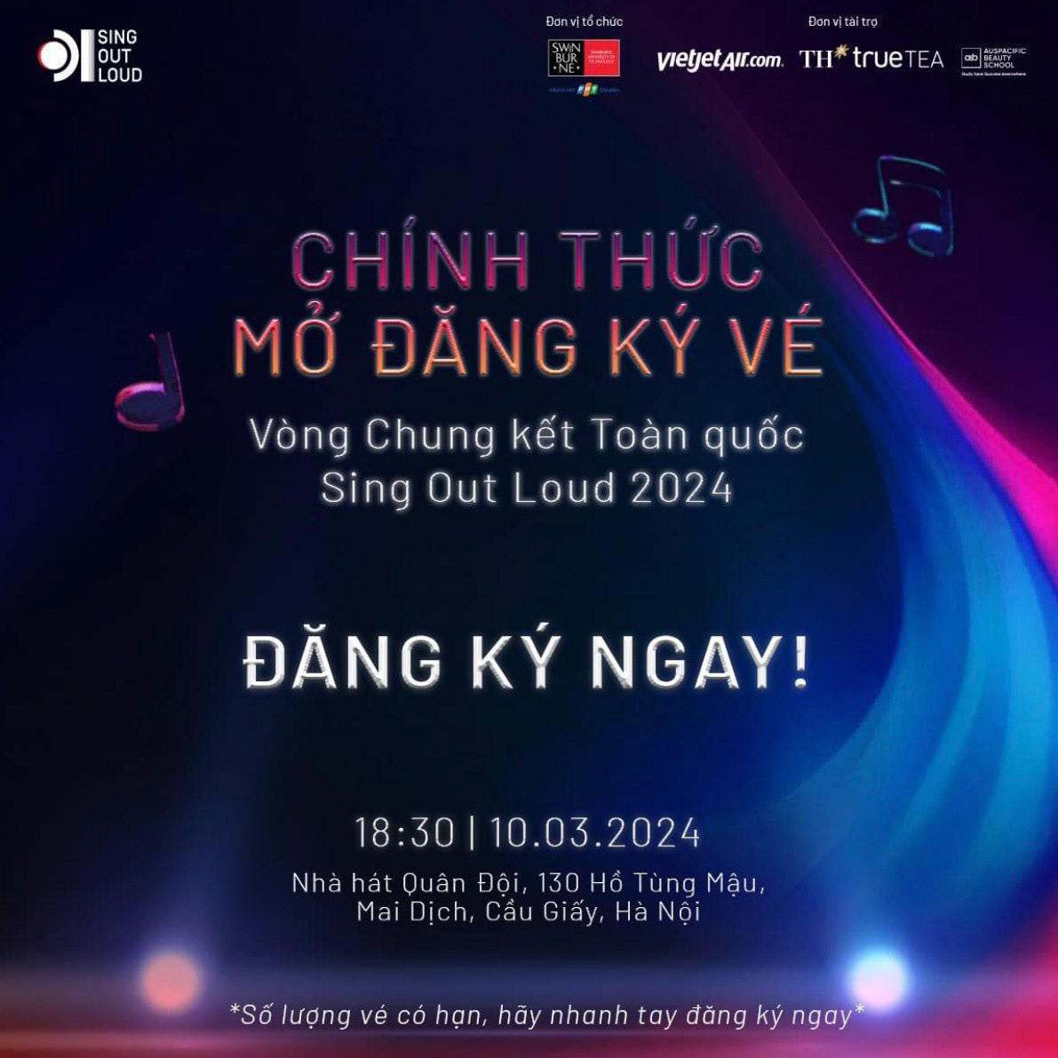 ๐๏ธ TIN SแปT DแบบO ฤรY: VรNG CHUNG KแบพT TOรN QUแปC CแปฆA SING OUT LOUD 2024 CHรNH THแปจC Mแป ฤฤNG Kร Vร