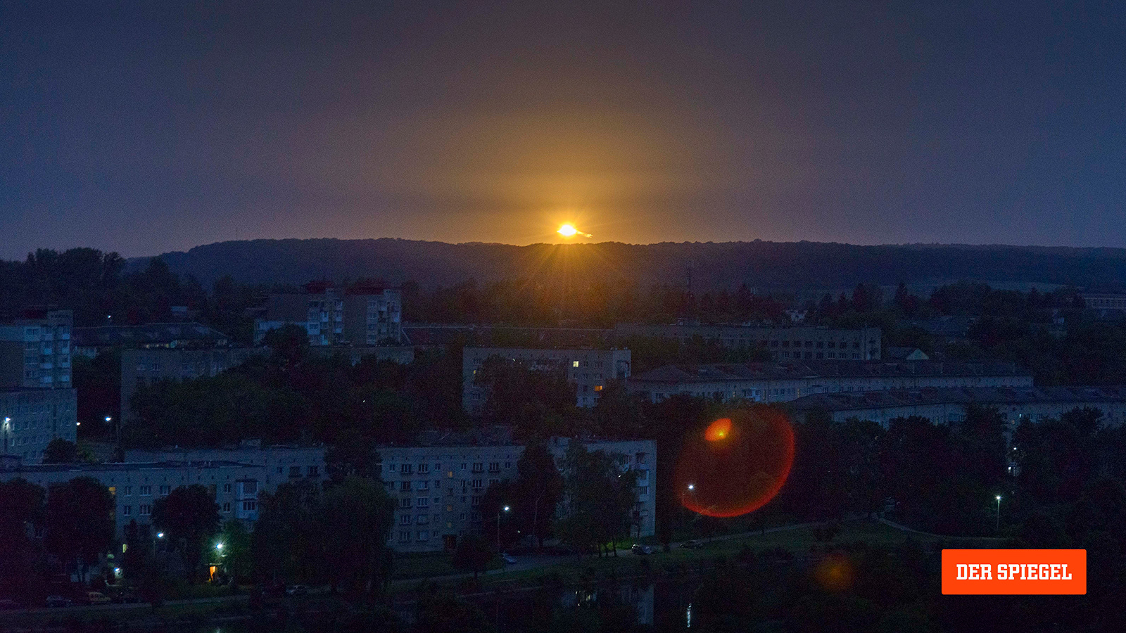 A fireball from the missile formed over the city in the western part of the country during a massive missile strike on June 1, 2024.