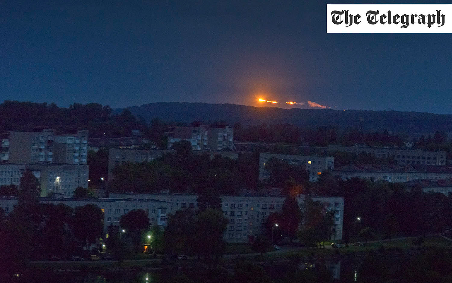 A rocket falls over the city during a massive missile attack on Ukraine on the morning of June 1, 2024.