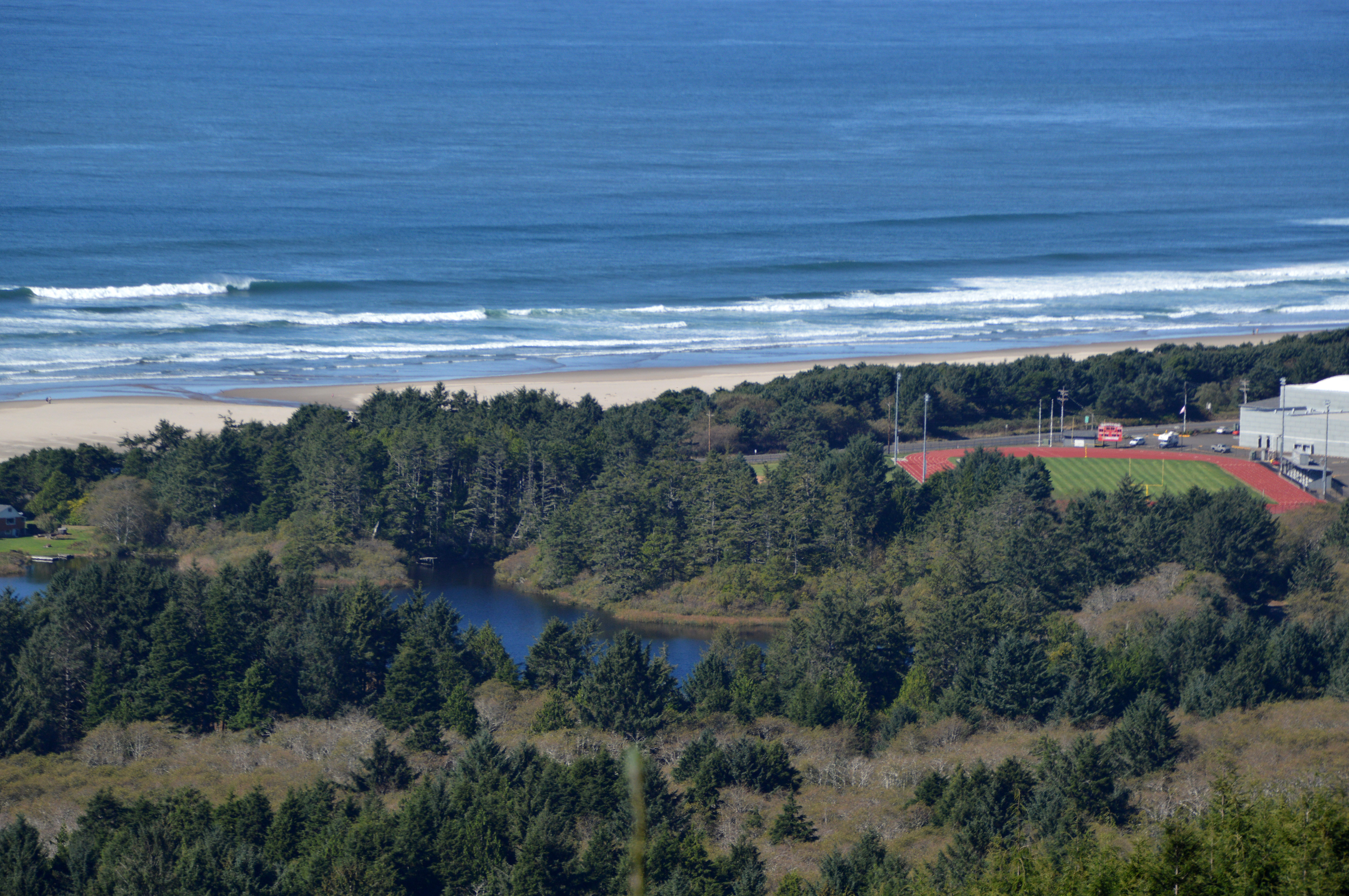 Neah-kah-nie High School next to Crescent Lake.