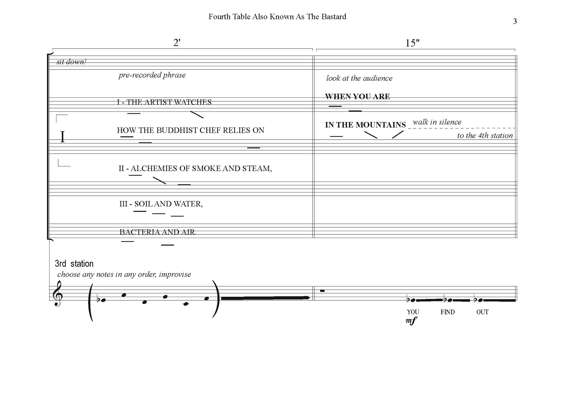The graphic notation written by composer Selen Gülün accompanies Irem Gunaydin’s written work, “Fourth Table also known as the Bastard,” as part of “Scripted Expanded Molded I.”