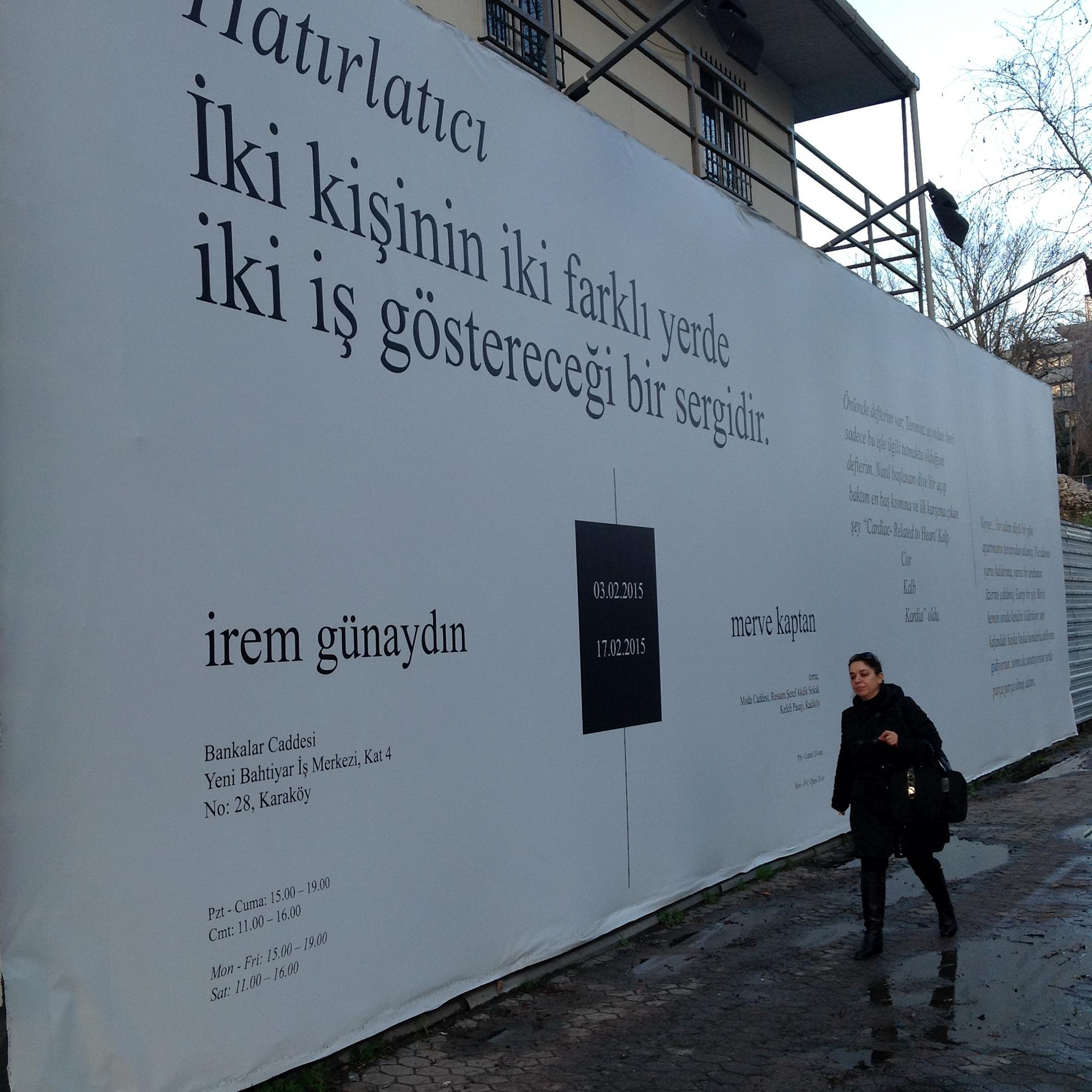 Billboard installation as part of the exhibition, “Hatırlatıcı,”  in Istanbul, Türkiye, 2015.