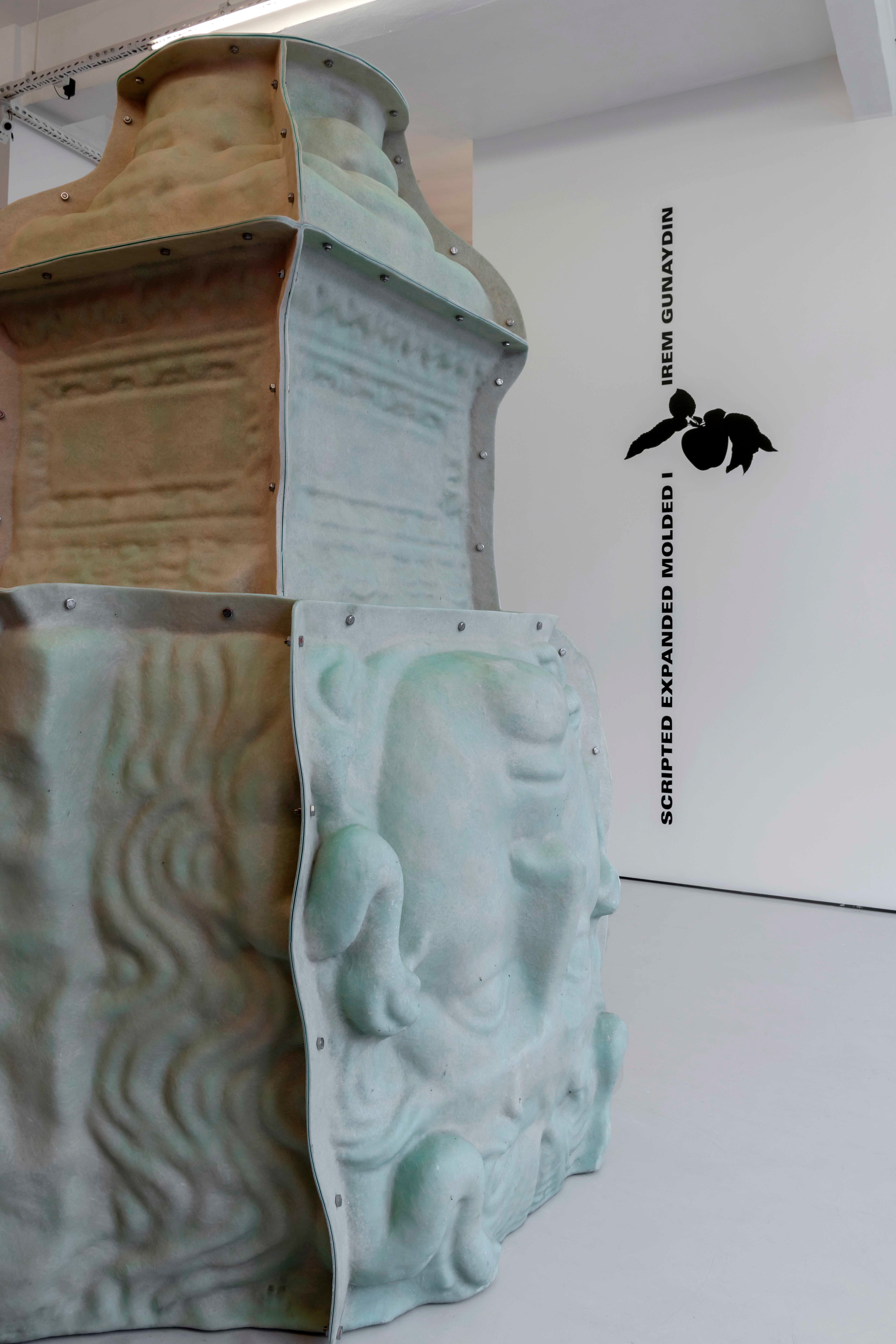 “Fourth Medusa,” 2022 Scanned from the original Medusa head in the Basilica Cistern and carved from polyurethane foam, fiberglass, stainless steel bolt. 250 x 156 x 172
