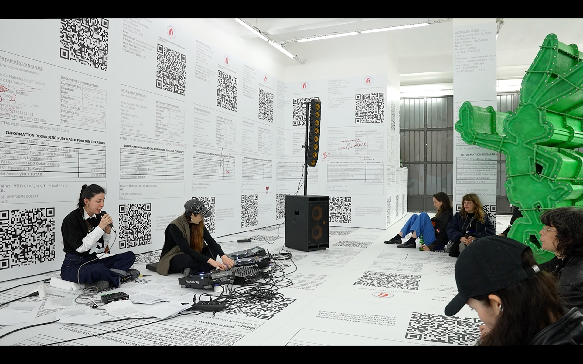 Live performance of About the Artist, conceived by İrem Günaydın, in collaboration with Lena Willikens, staged within the exhibition About the Artist at The Pill, Istanbul, 2026. 