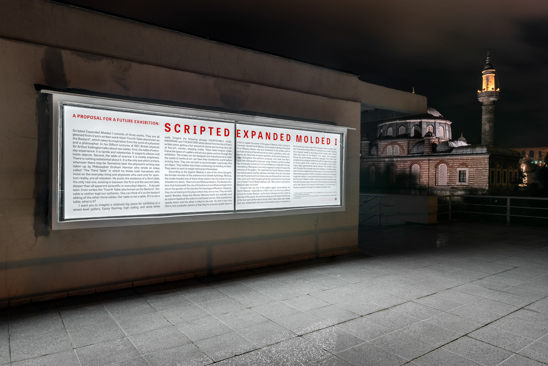 “A Proposal for a Future Exhibition: Scripted Expanded Molded I” LightBox, 2022, 400x118, Istanbul