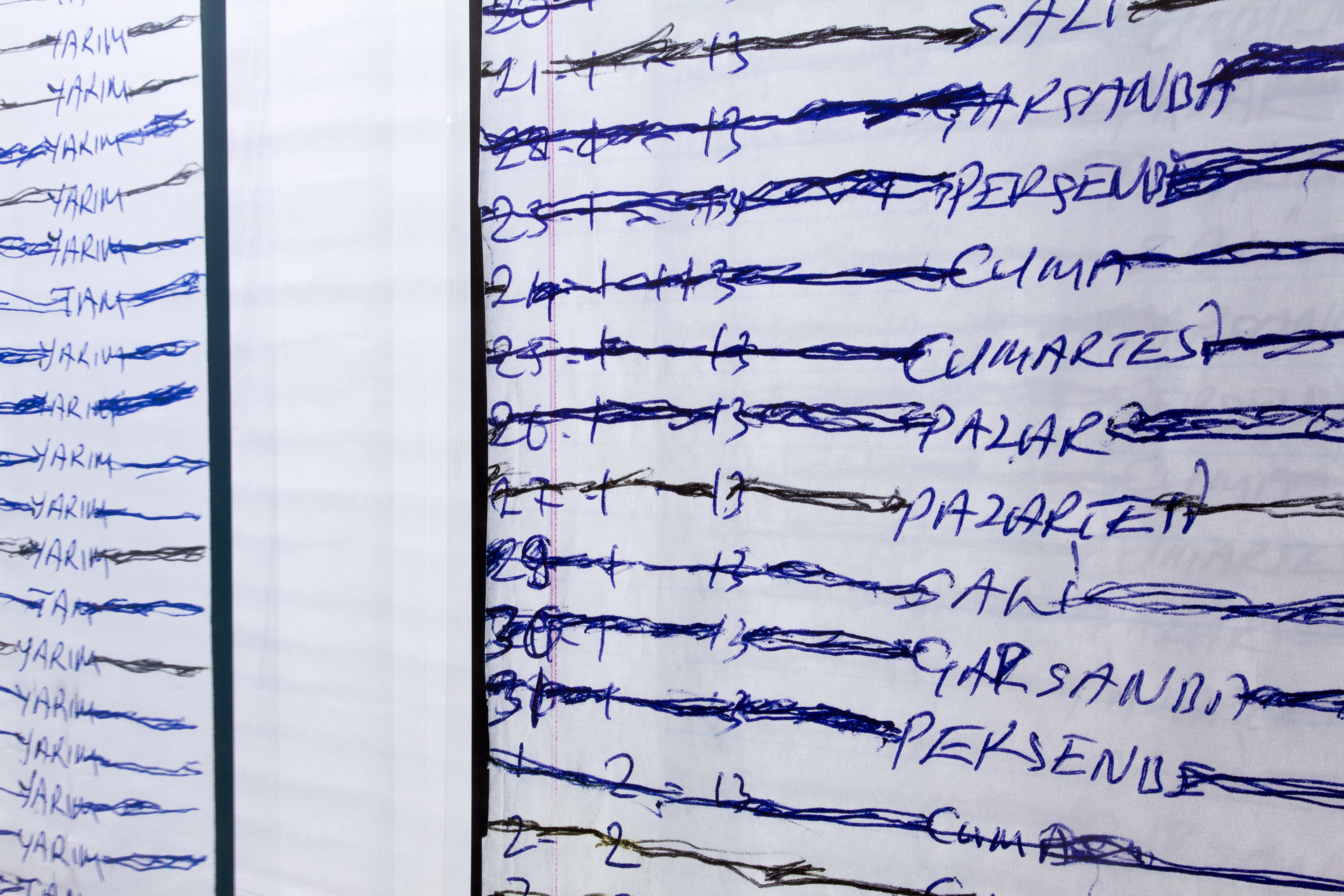 Print on transparent mica, 300x120 cm