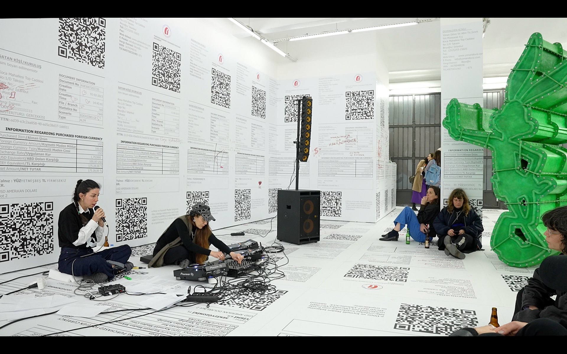 Live performance of About the Artist, conceived by İrem Günaydın, in collaboration with Lena Willikens, staged within the exhibition About the Artist at The Pill, Istanbul, 2026. 