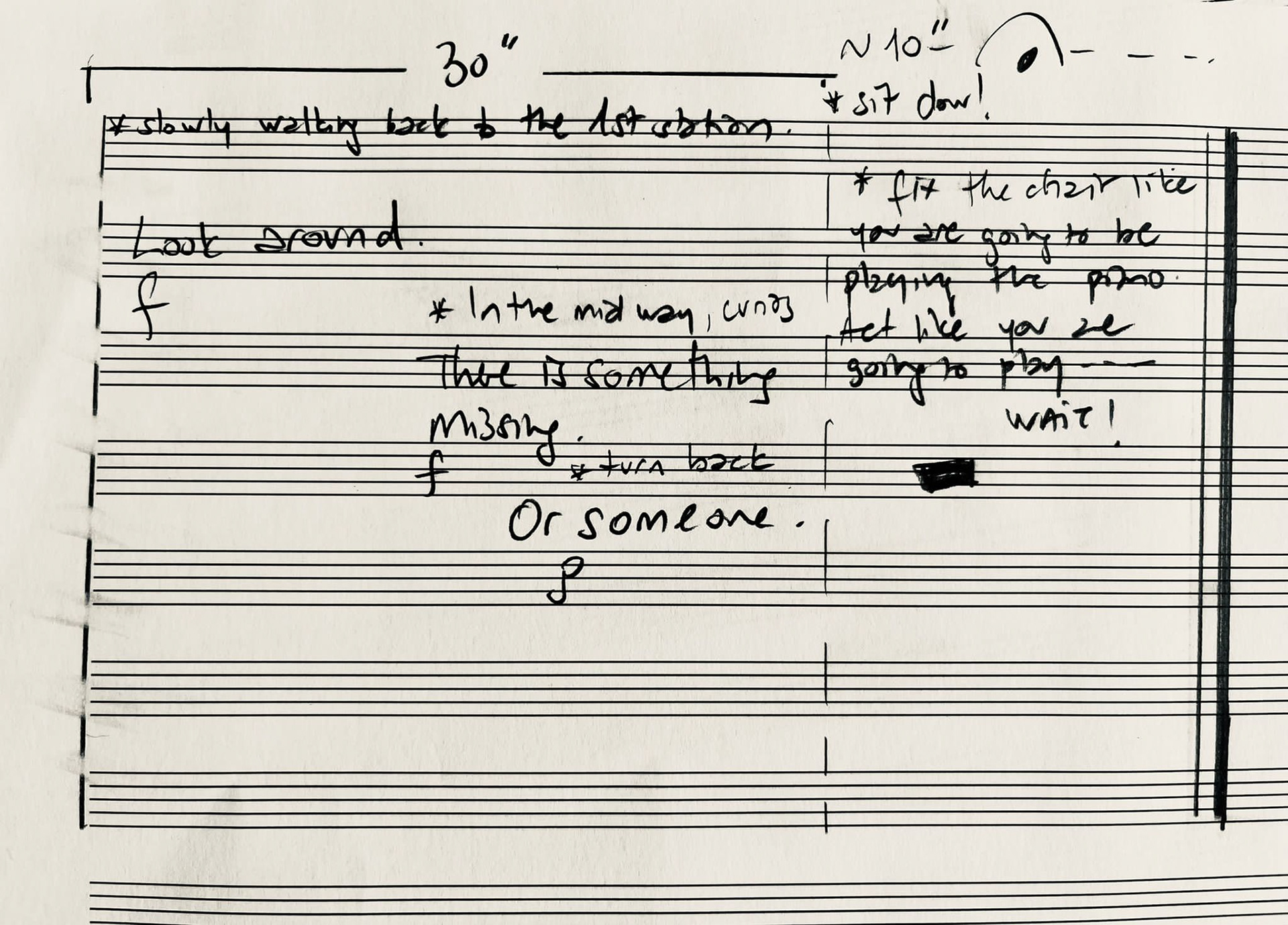 Graphical scores composed by jazz musician Selen Gülün, inspired by İrem Günaydın’s text “Fourth Table also known as the Bastard.” Created on the occasion of the exhibition “Scripted Expanded Molded I,” these scores were performed live as part of the exhibition, translating the written work into musical notation and temporal experience.