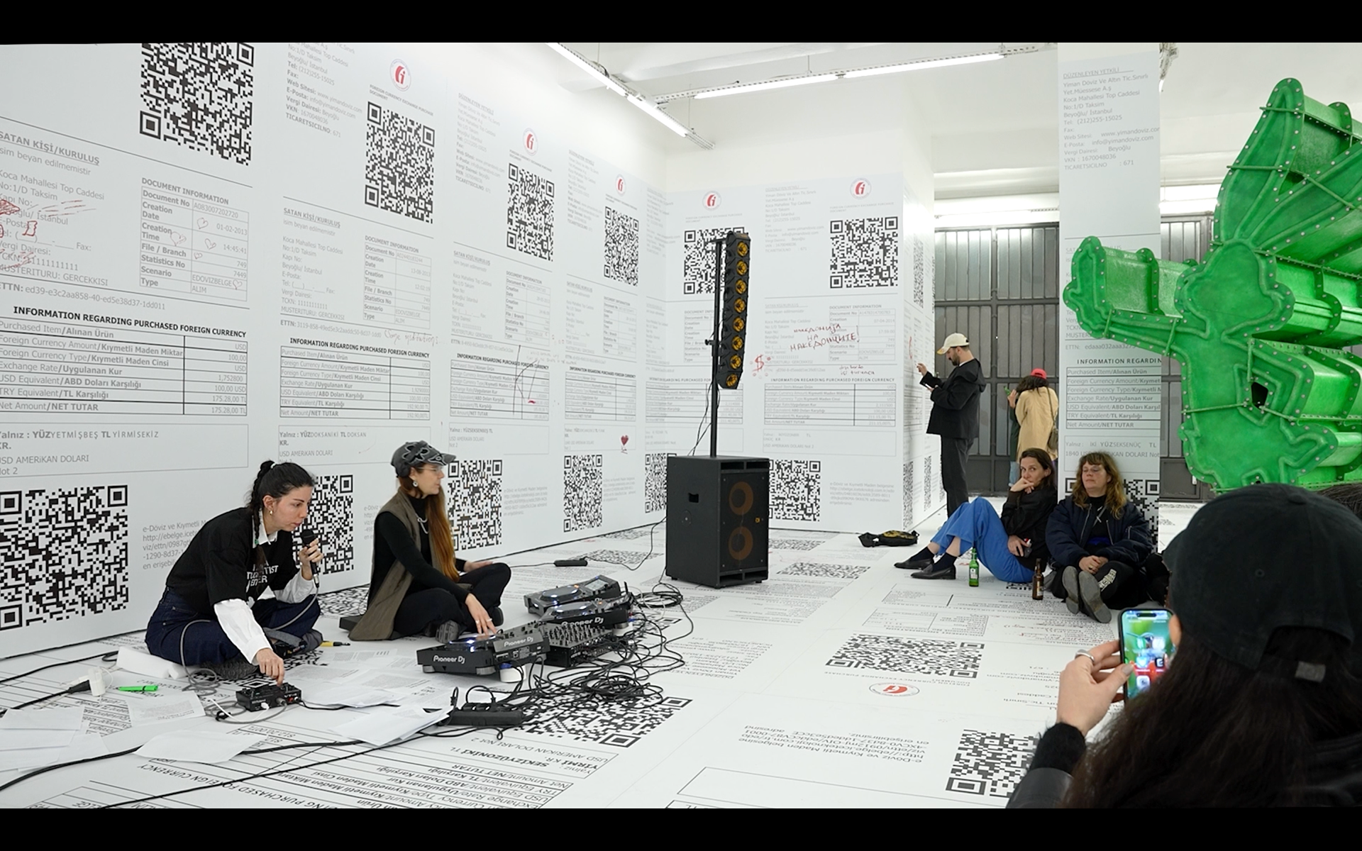 Live performance of About the Artist, conceived by İrem Günaydın, in collaboration with Lena Willikens, staged within the exhibition About the Artist at The Pill, Istanbul, 2026. 