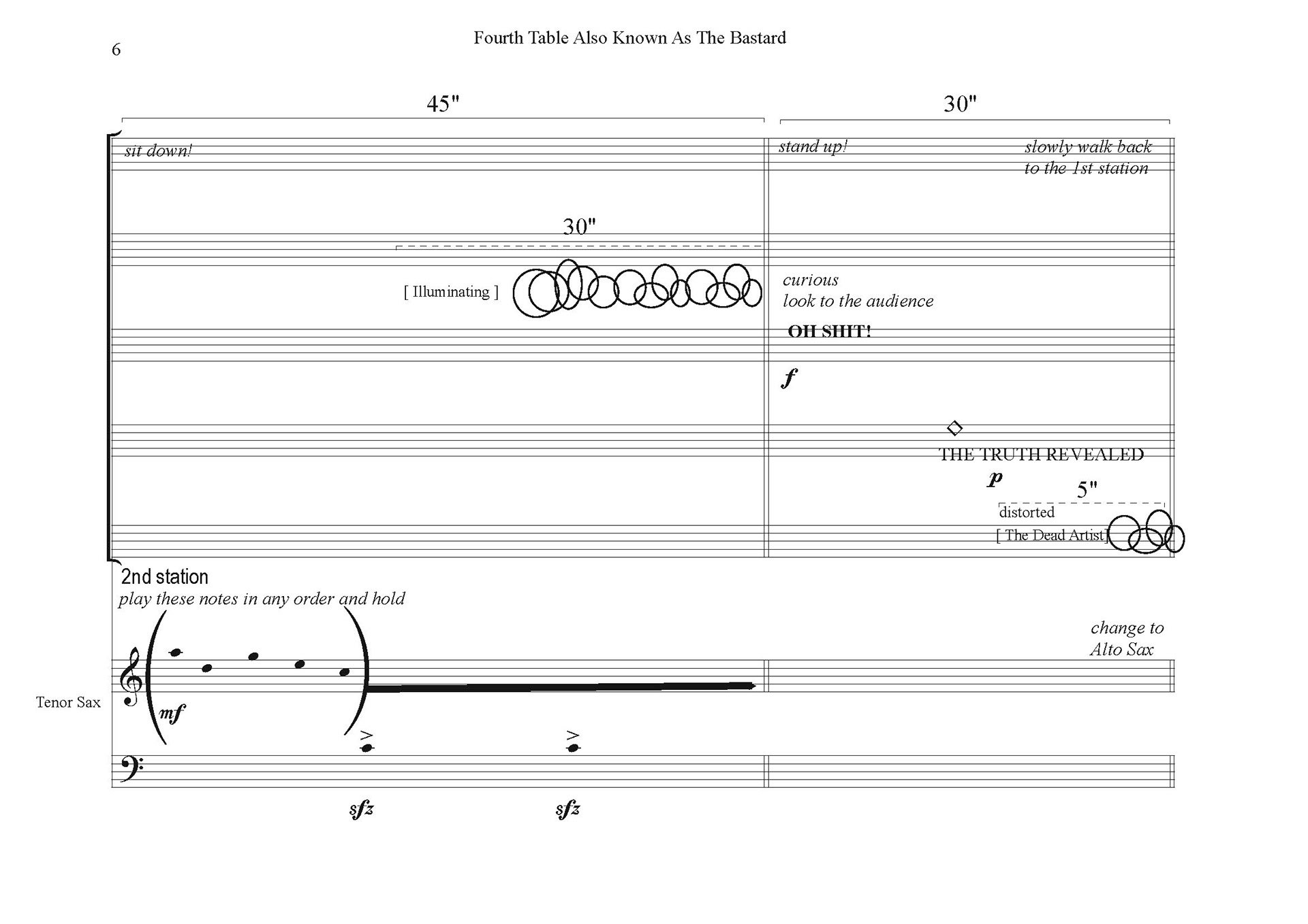 The graphic notation written by composer Selen Gülün accompanies Irem Gunaydin’s written work, “Fourth Table also known as the Bastard,” as part of “Scripted Expanded Molded I.”