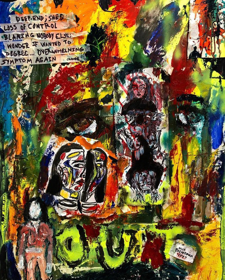 "Untitled", 2018, mixed media on drawing board, 40 x 32.5"
