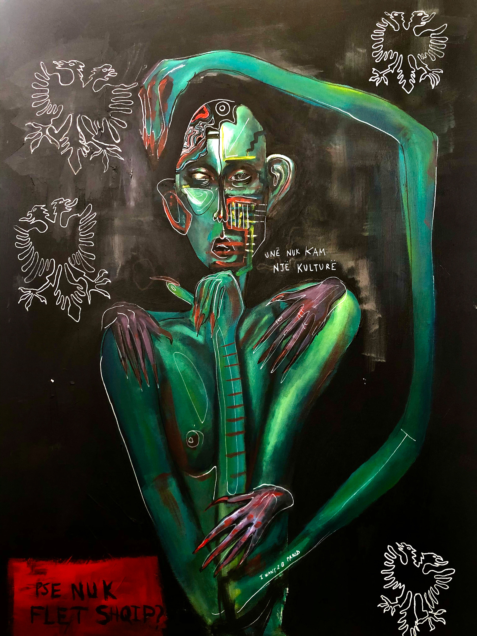"Unë Nuk Kam Një Kulturë", 2019, acrylic on canvas, 48 x 36"