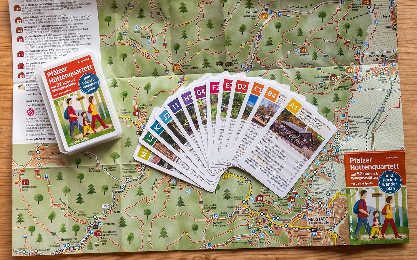 Pfälzer Hüttenquartett und Pocketfaltplan