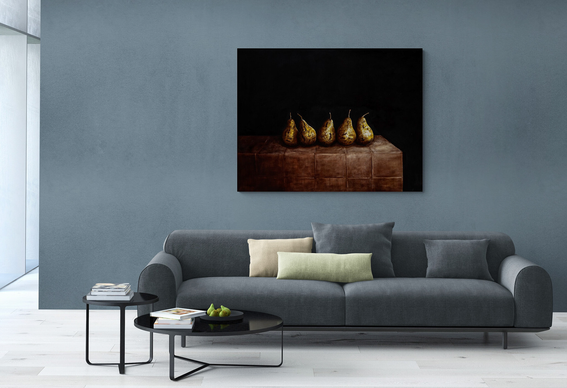 Five Pears. Oil on canvas.