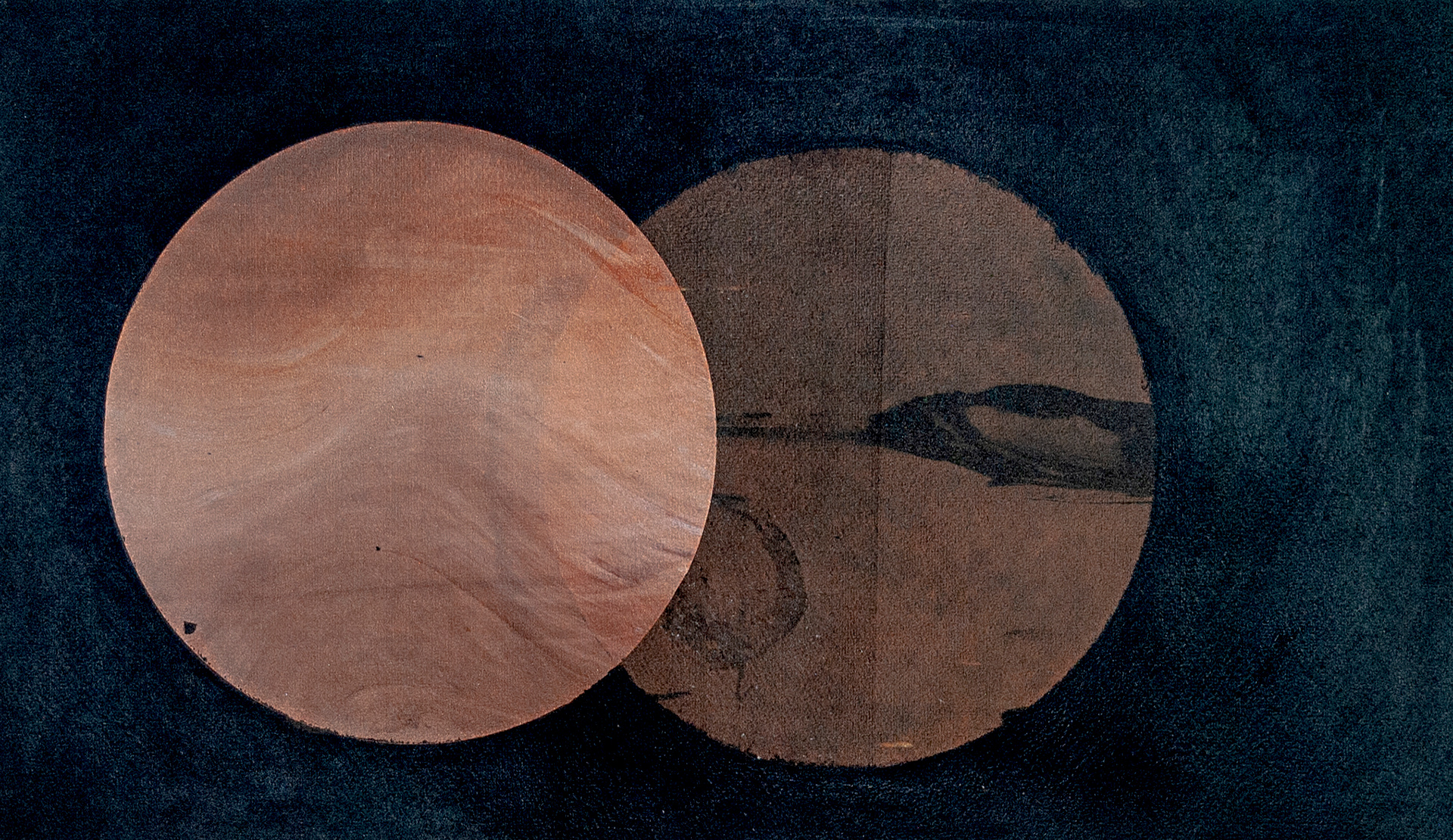 Wolf Moon Meditation. Acrylic silkscreen monoprint on paper.