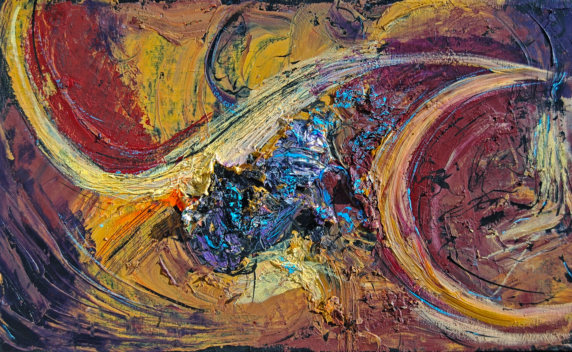 Vortex. Oil and wax study on canvas. 30 x 50.5 cm.