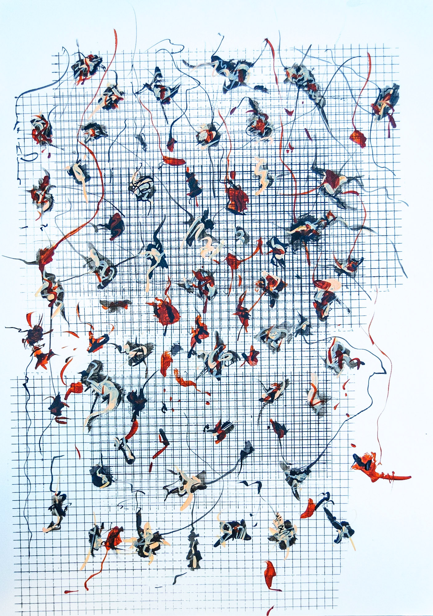 Combination hand painting and silkscreen monotype on Fabriano paper.. 70 x 50 cm.