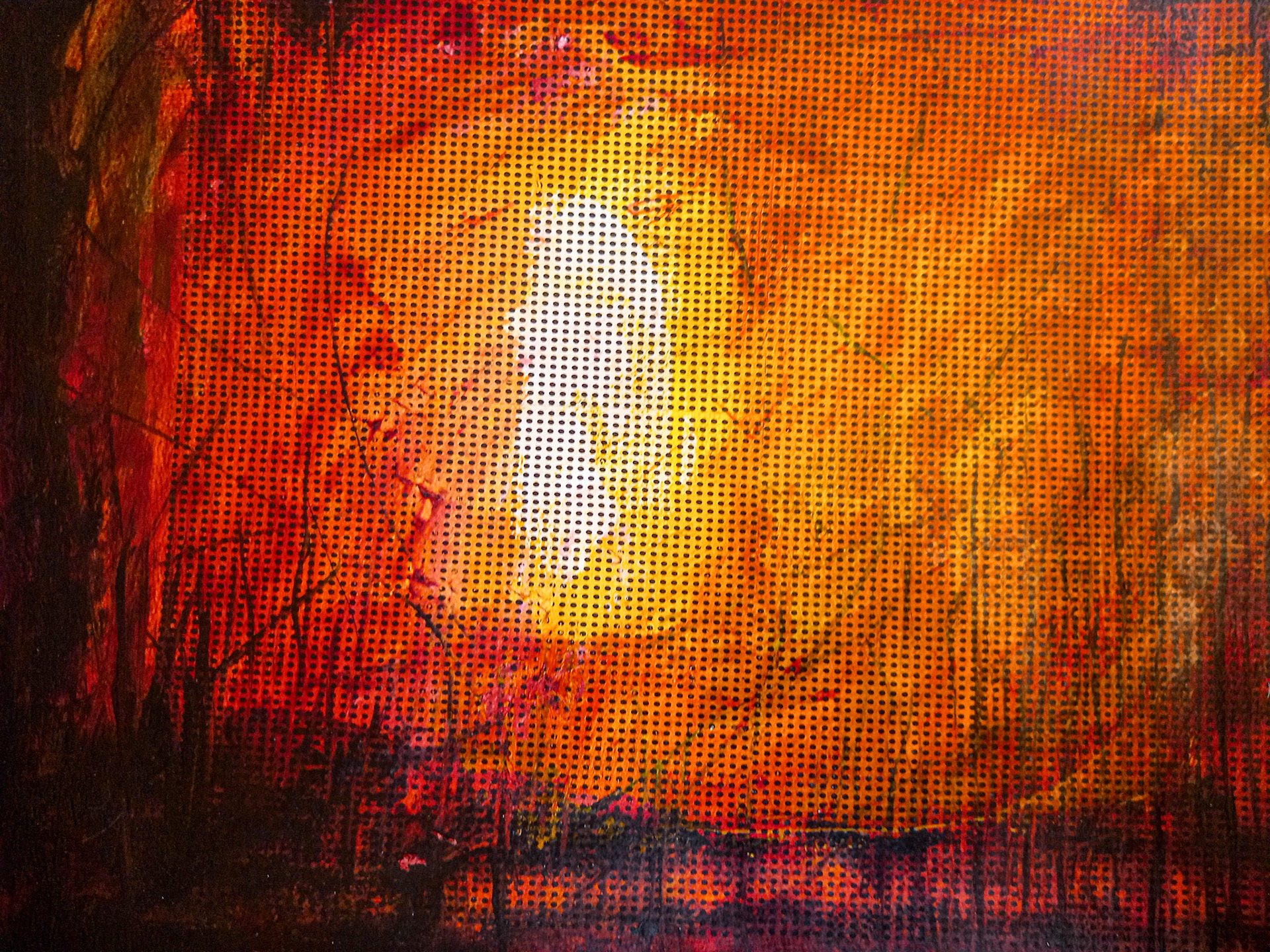 Screenprint monotype with painted background. 50 x 70 cm Fabriano paper