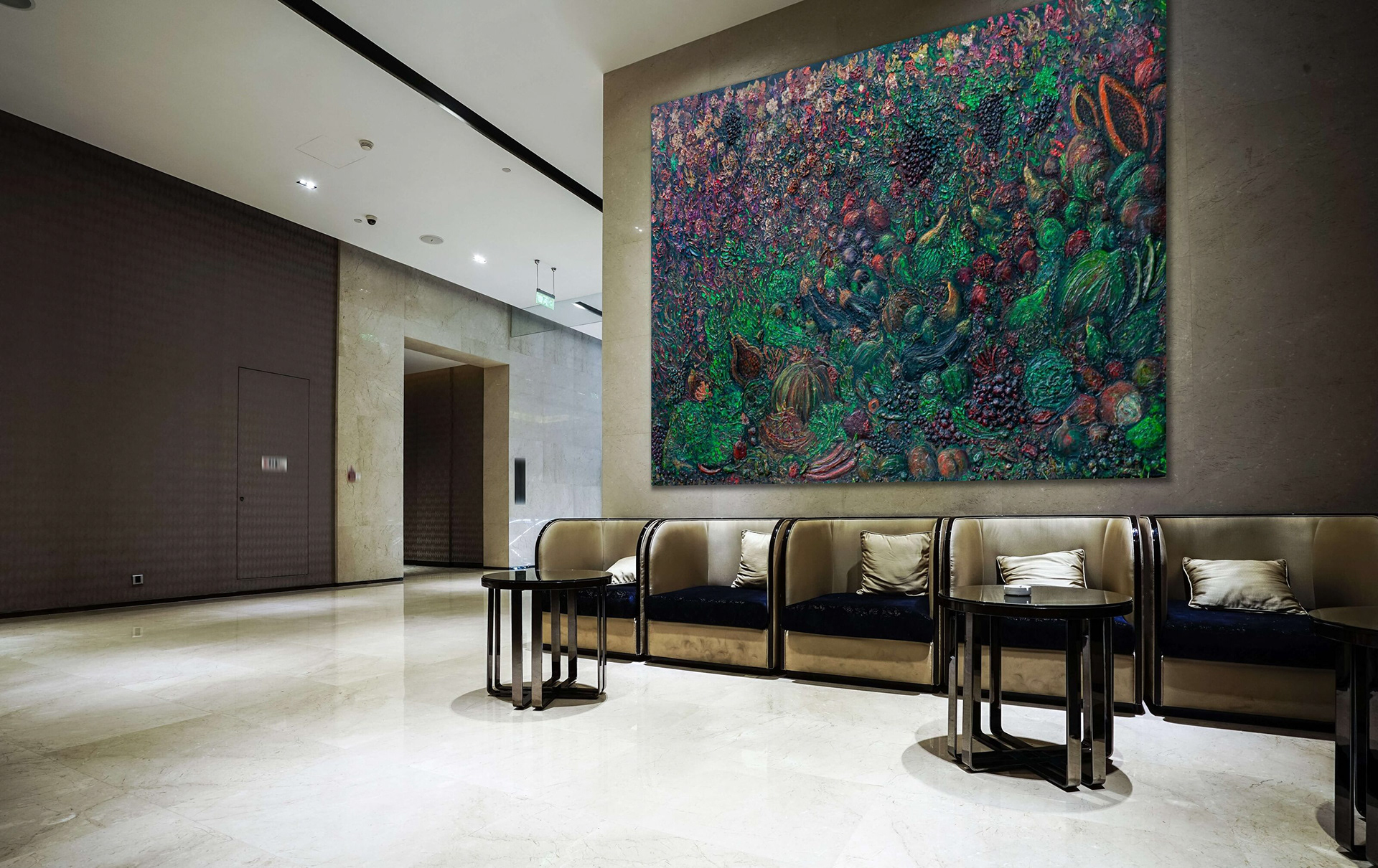 A commissioned still life. Acrylic impasto on canvas. 200 x 300 cm.