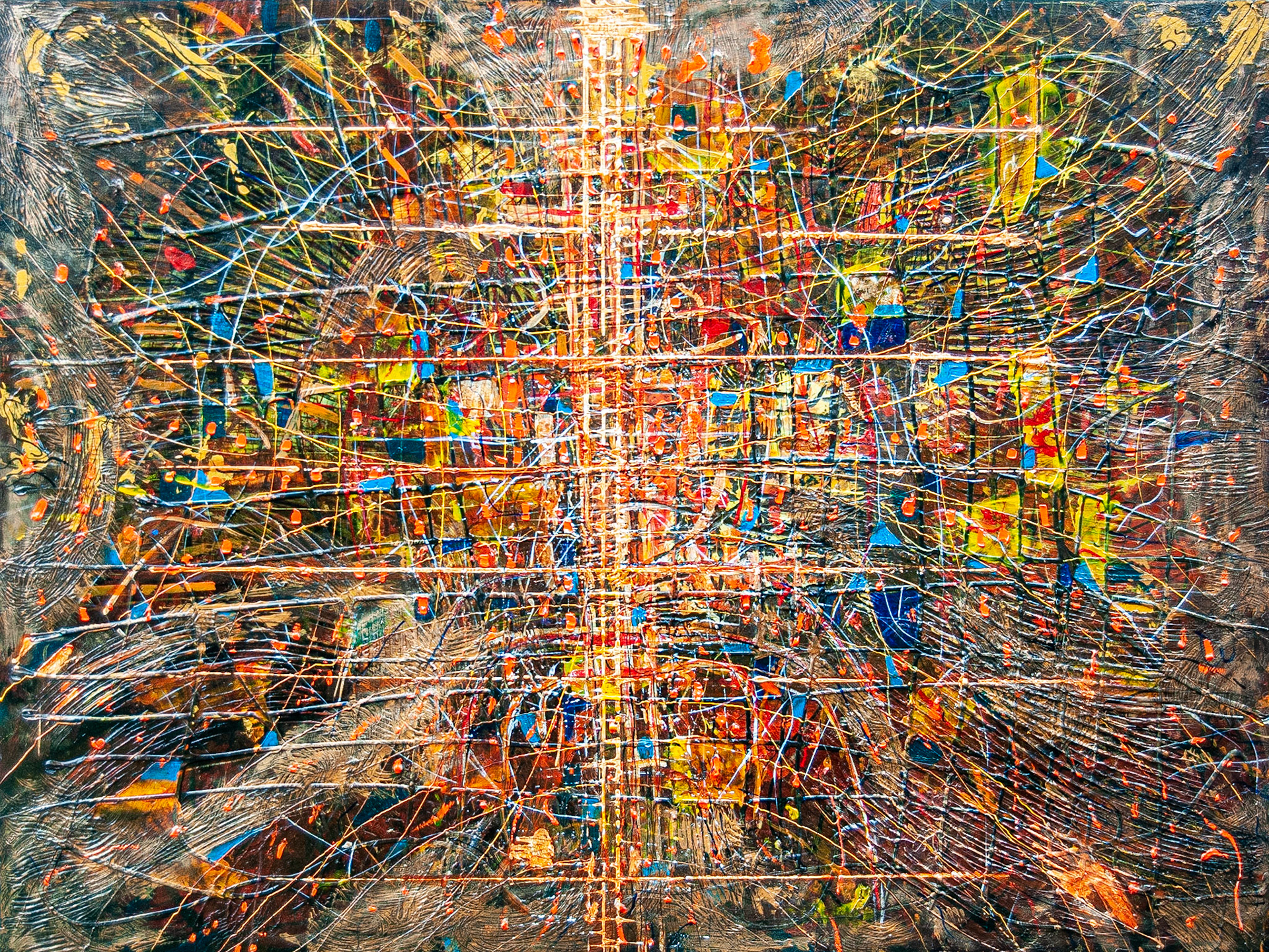 Displacement December 2022, Acrylic on wood panel 90 x 120 x 4 cm