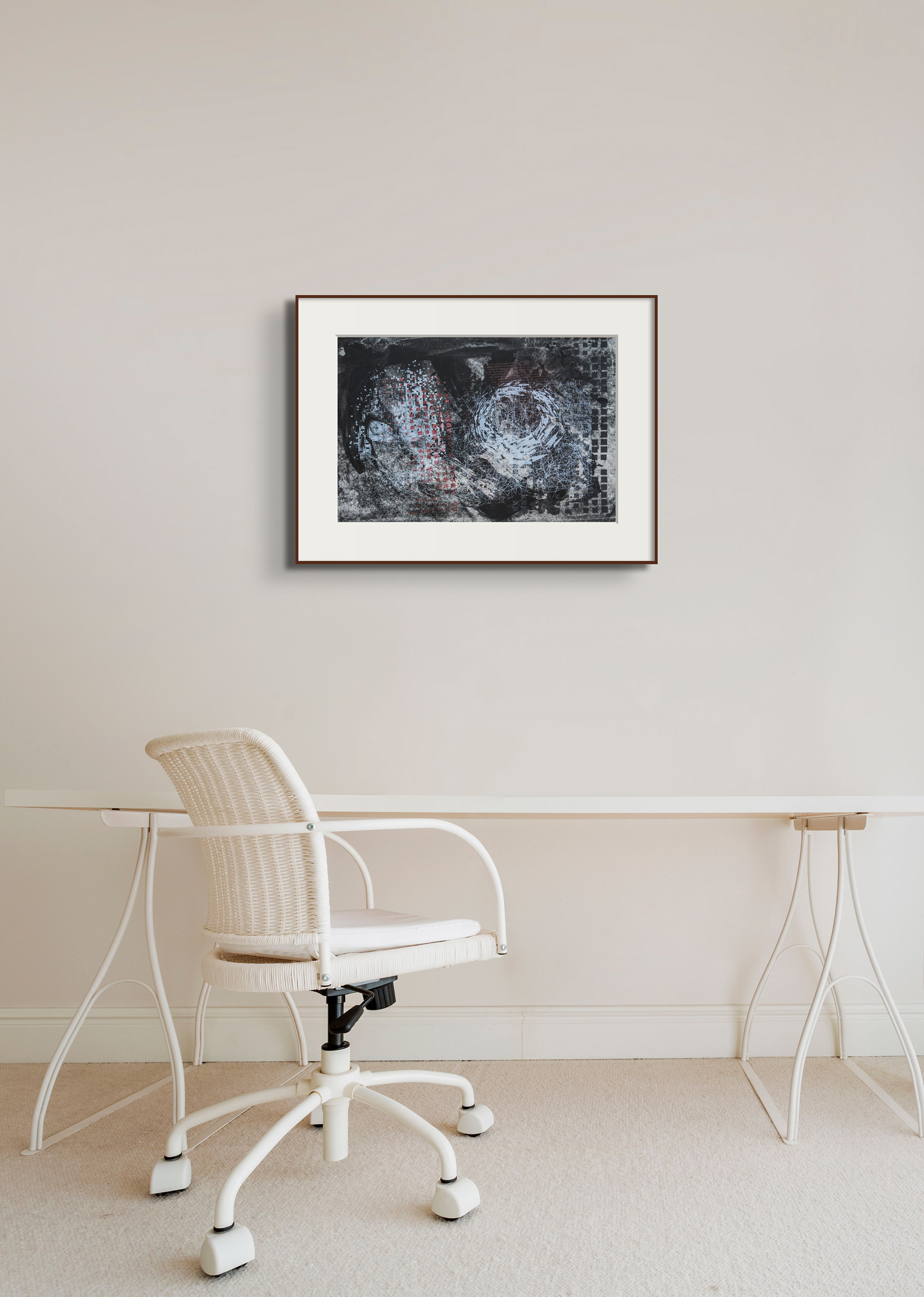 Calculating the Sublime. Silkscreen monotypes and painting on Fabriano paper. 50 x 70 cm. (Framed size)