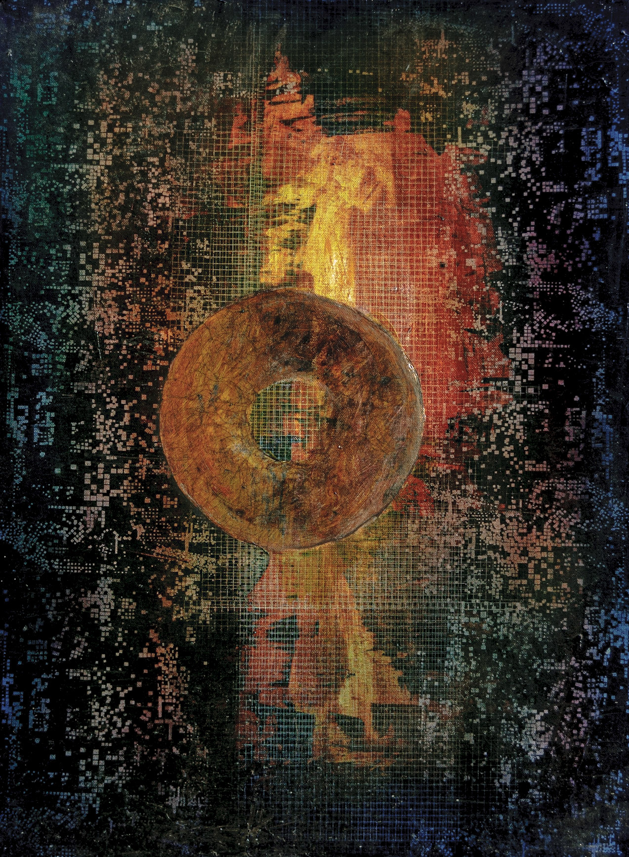 Era Convergence 2023, Acrylic silkscreen and brushwork 76 x 56 x 3.5 cm