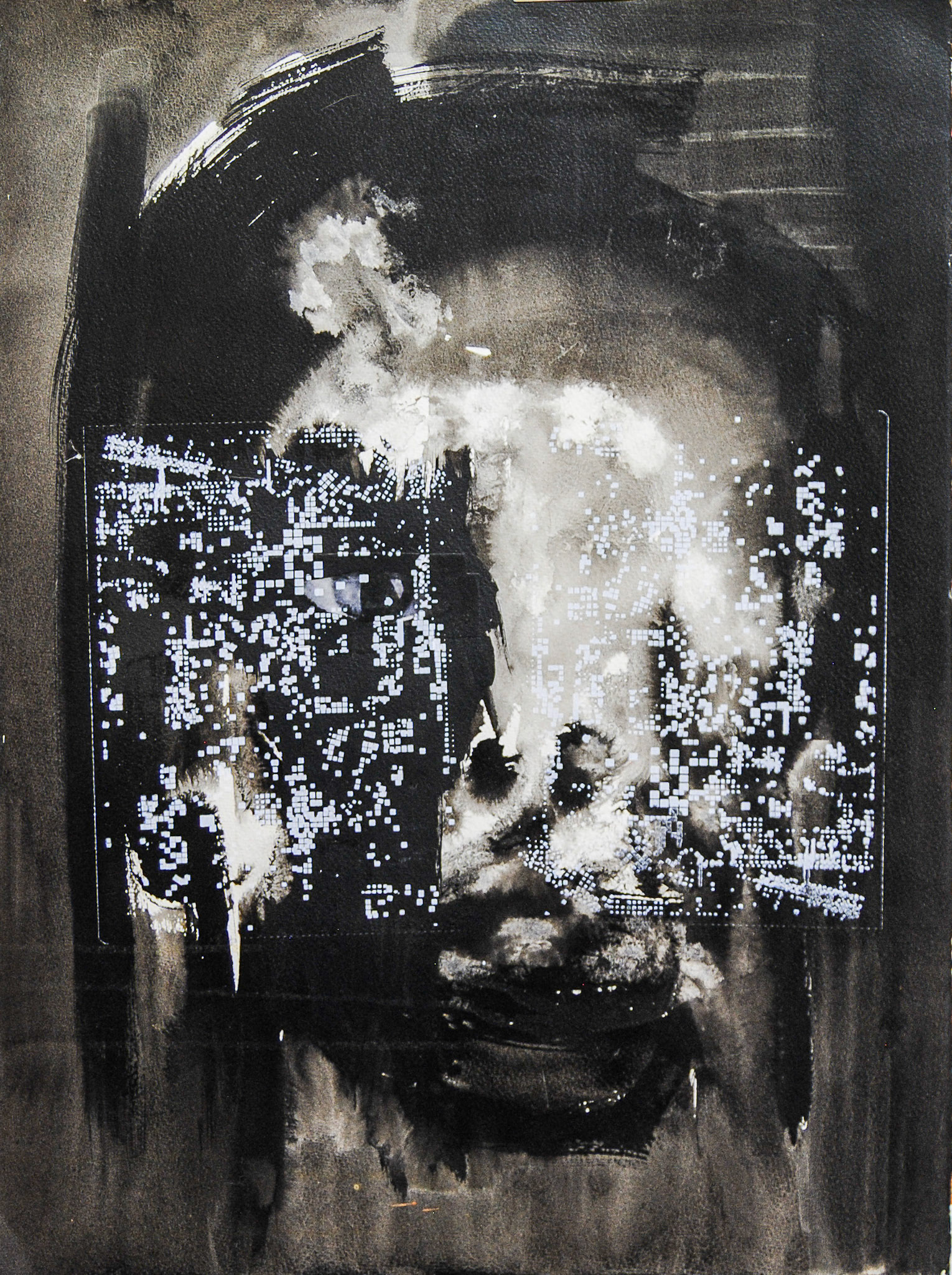 Shades of Mortality. Screenprint over water colour. 70 x 50 cm.